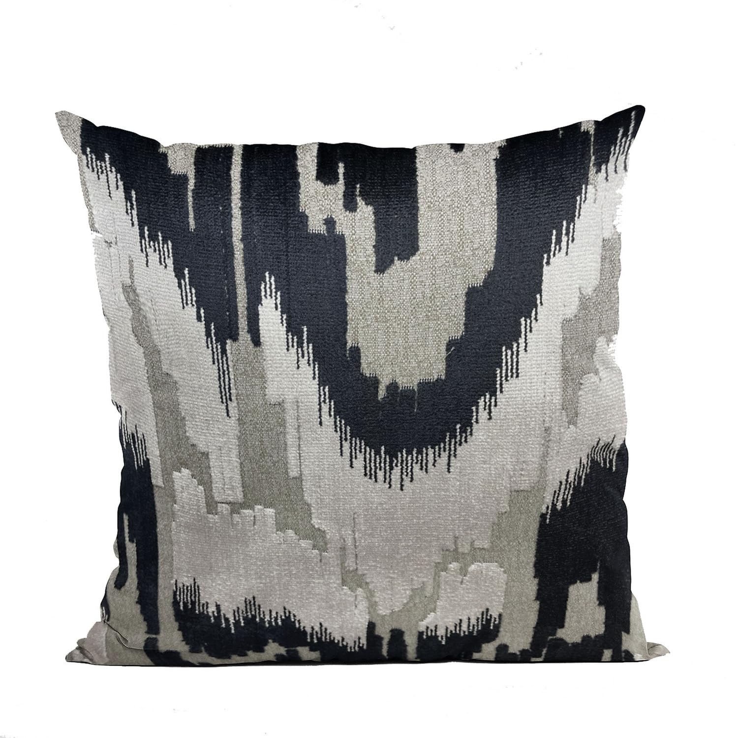 Plutus Velvet Glamour Black, Gray, Cream Handmade Luxury Pillow - Double sided  24 x 24”