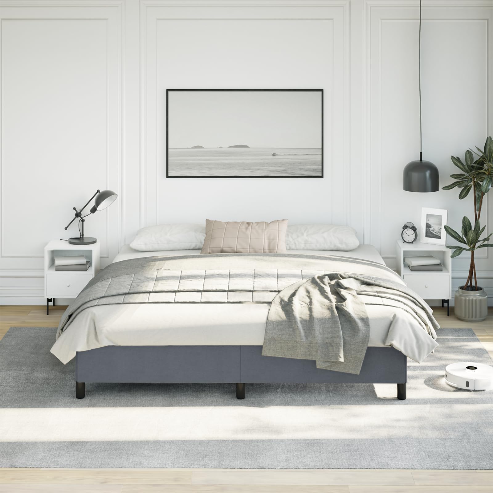 vidaXL Bed Frame Dark Gray 76x79.9??King Velvet