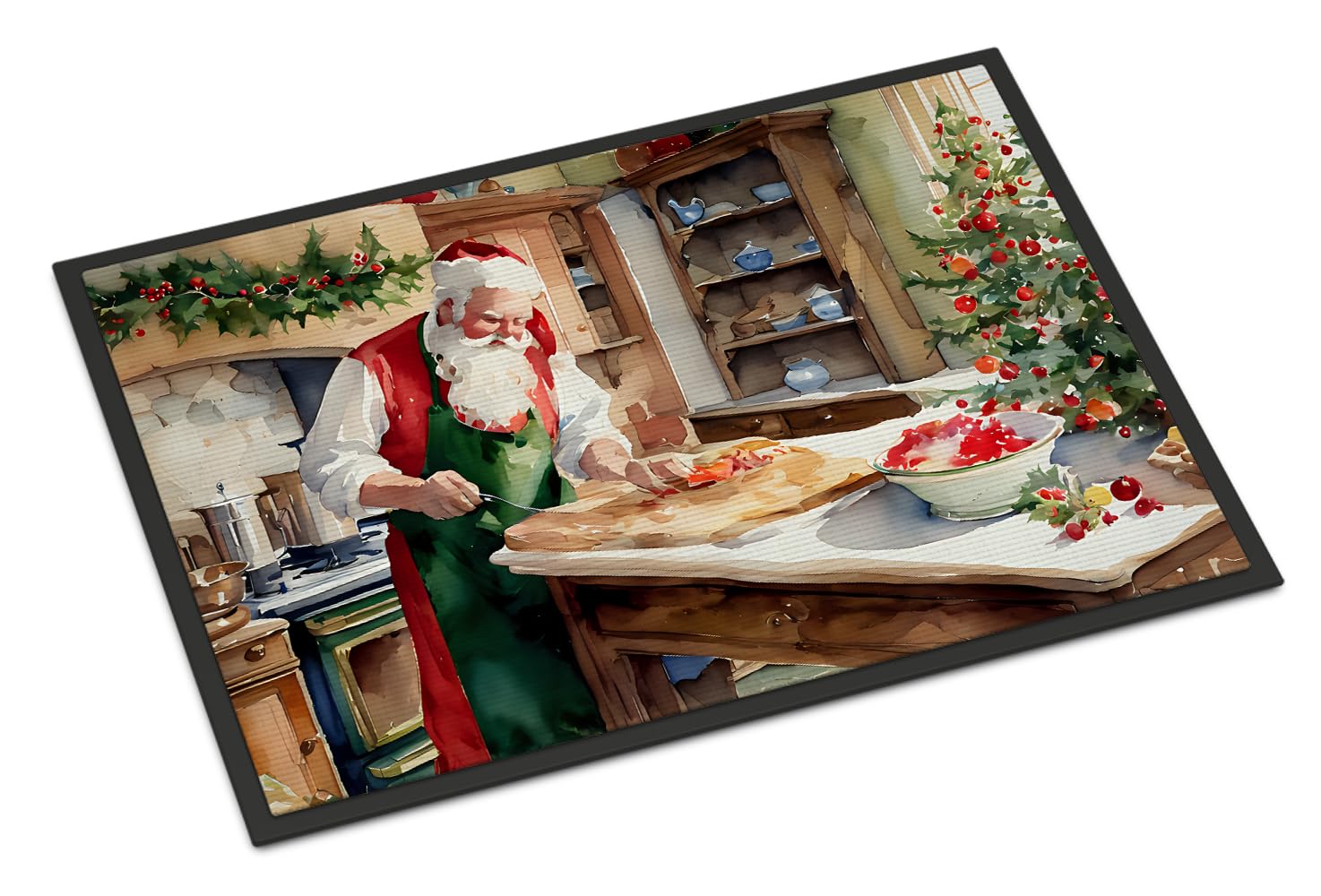 Carolines Treasures DAC3305MAT Cookies with Santa Claus Doormat Front Door Mat Indoor Outdoor Rugs for Entryway, Non Slip Washable Low Pile, 18H X 27W