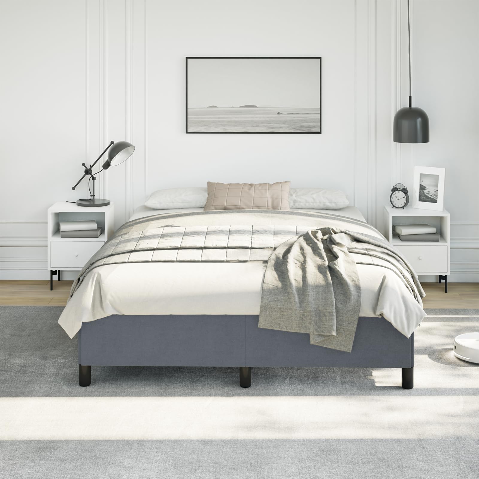 vidaXL Bed Frame Dark Gray 59.8x79.9??Queen Velvet