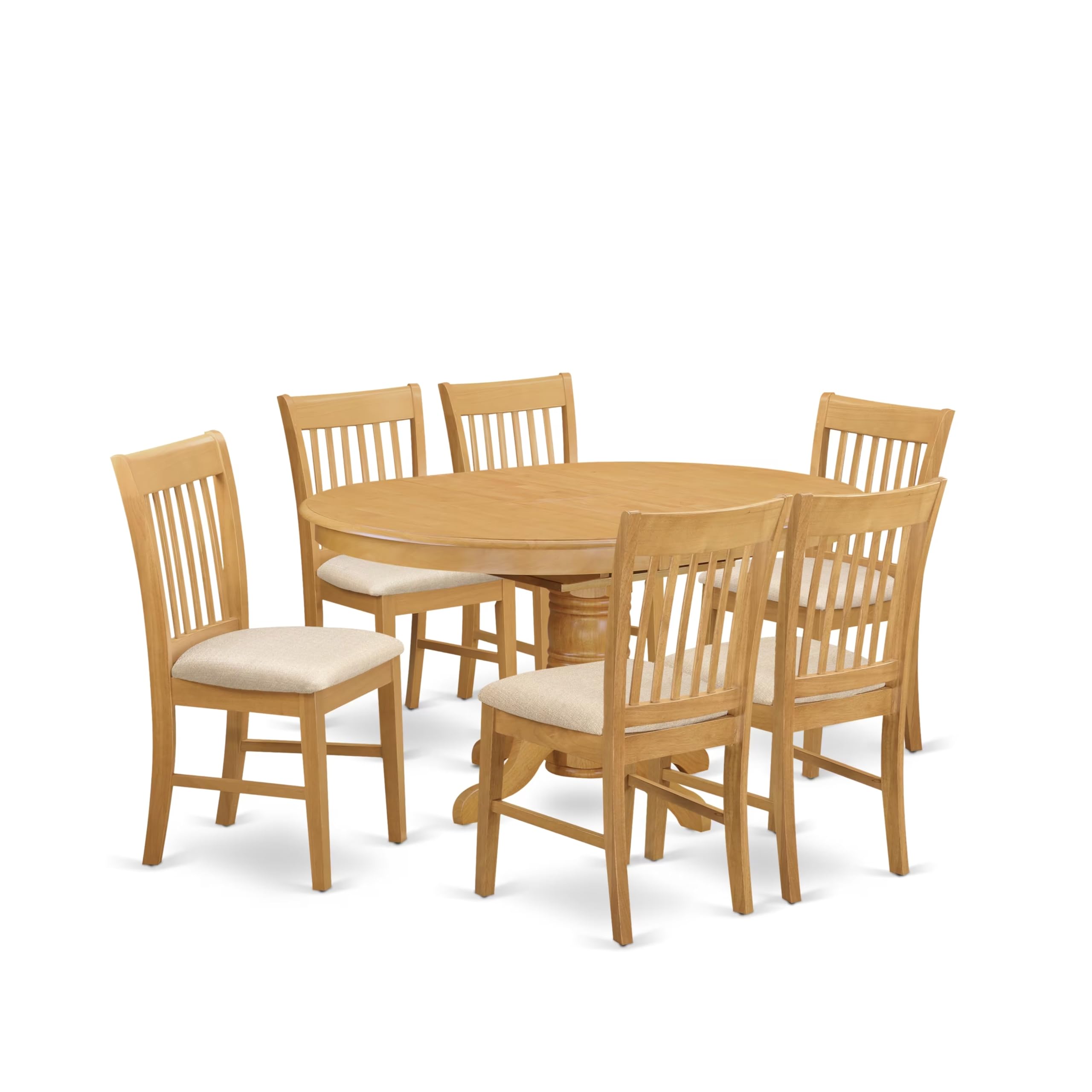 AVNO7-OAK-C 7 Pc Table and chair set - Dinette Table and 6 Dining Chairs
