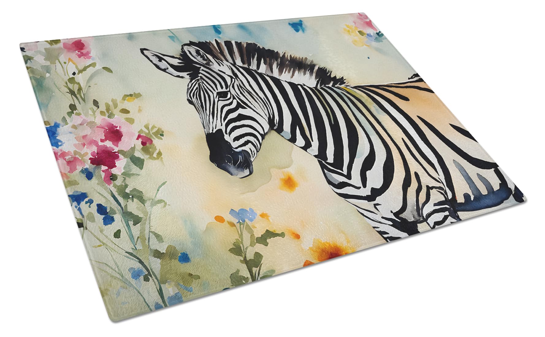 Carolines Treasures DAC3014LCB Zebra Glass Cutting Board Large Decorative Tempered Glass Kitchen Cutting and Serving Board Large Size Chopping Board