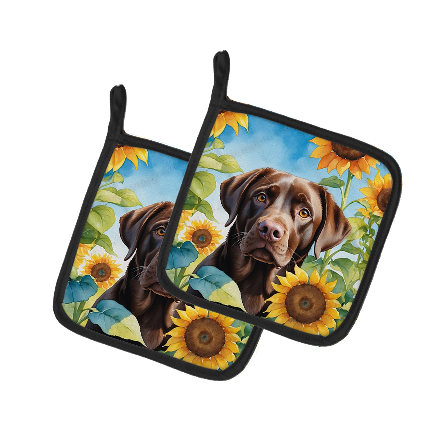 Labrador Retriever in Sunflowers Pair of Pot Holders