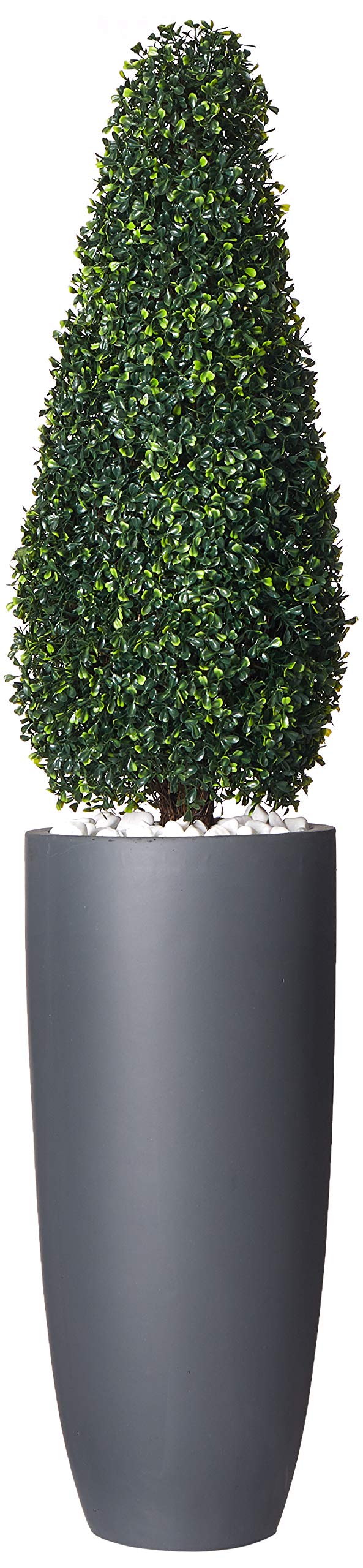 50 Boxwood Topiary with Gray Cylindrical Planter UV Resistant (Indoor/Outdoor)