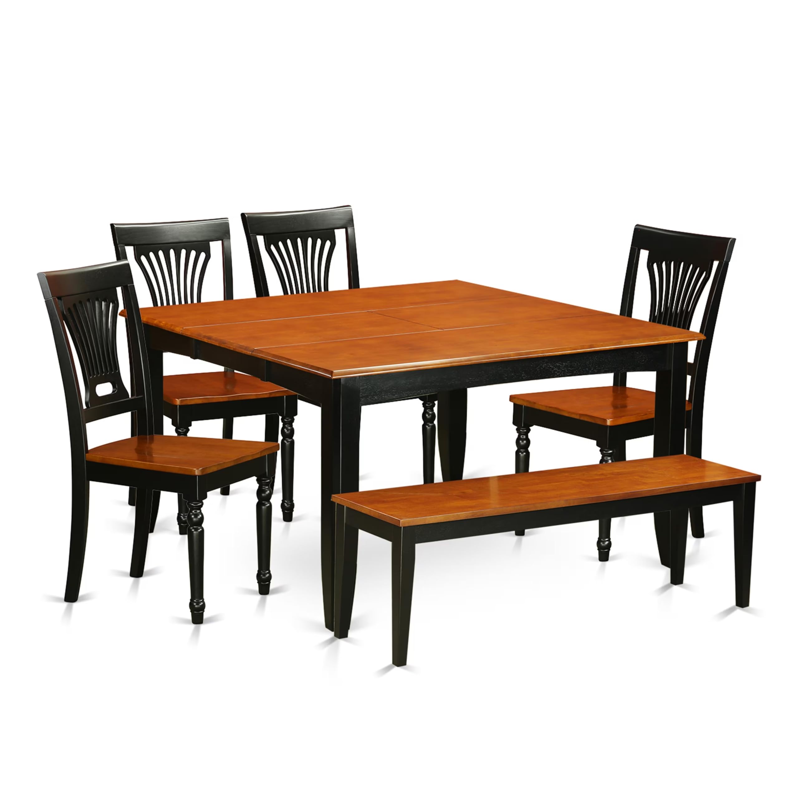 6  PC  Dining  room  set  with  bench-Dining  Table  with  4  Wood  Dining  Chairs  and  a  bench