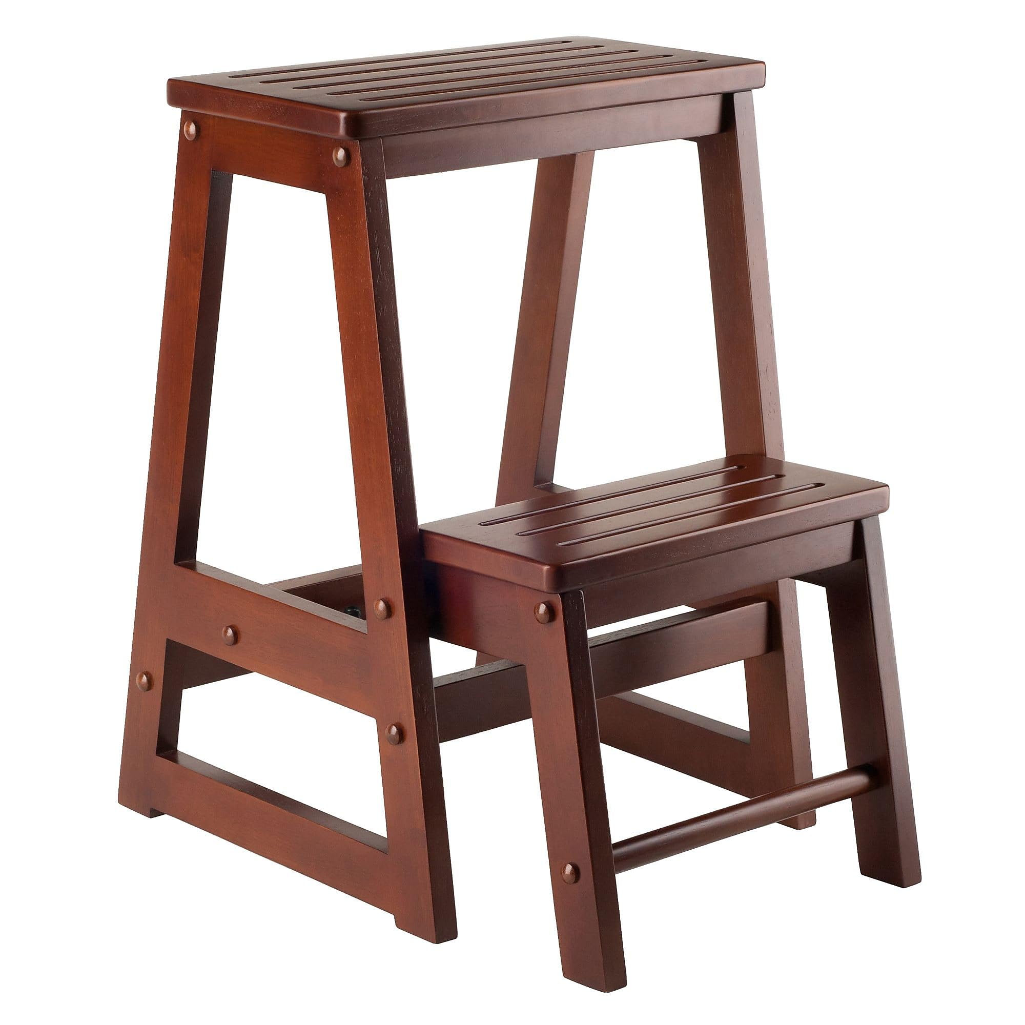 Casafoyer Antique Walnut Double Step Stool - Compact & Stylish Design ( Pack of 2 )