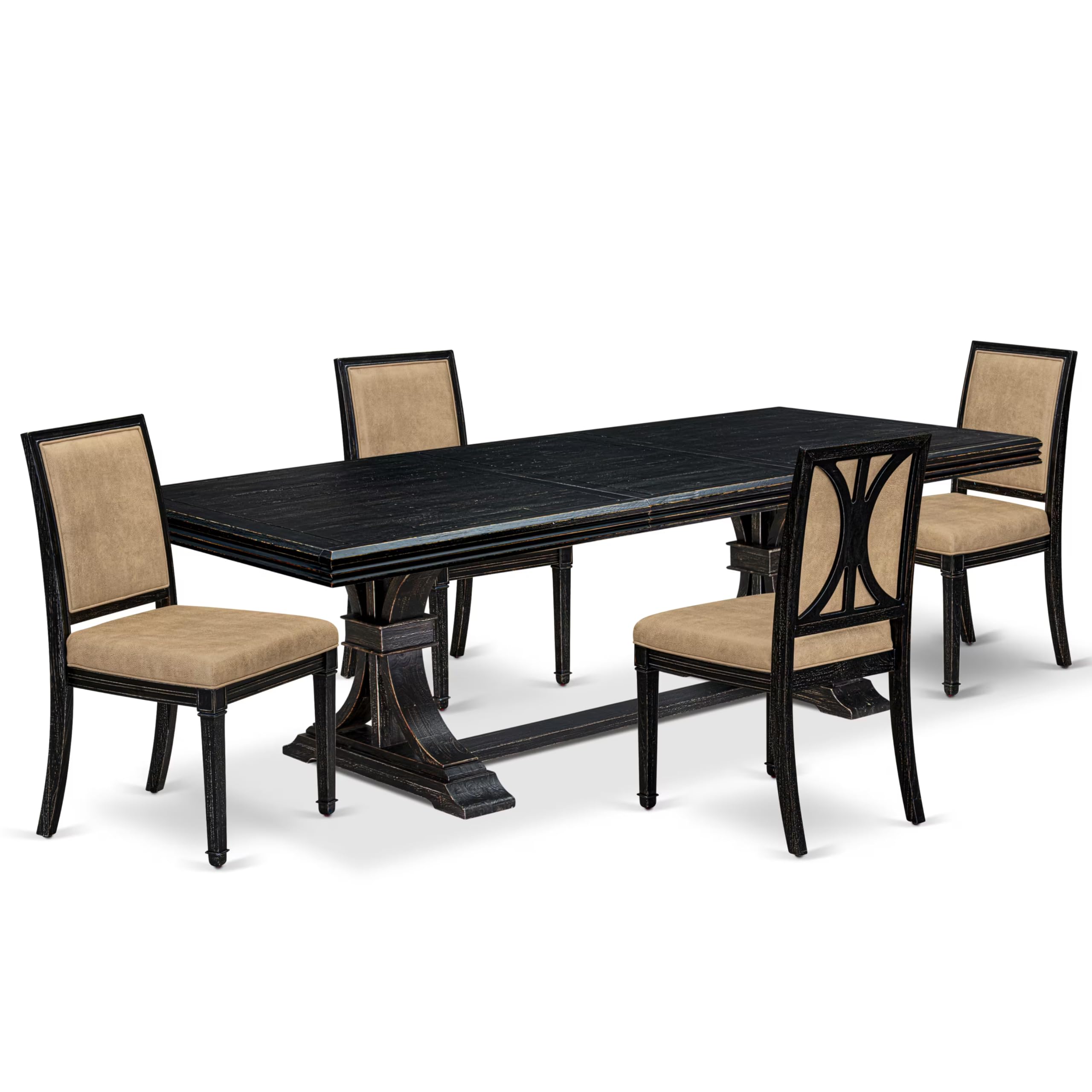 5 piece Modern Dining Table Set a Dining Table and 4 Dark Grey Kitchen Chairs