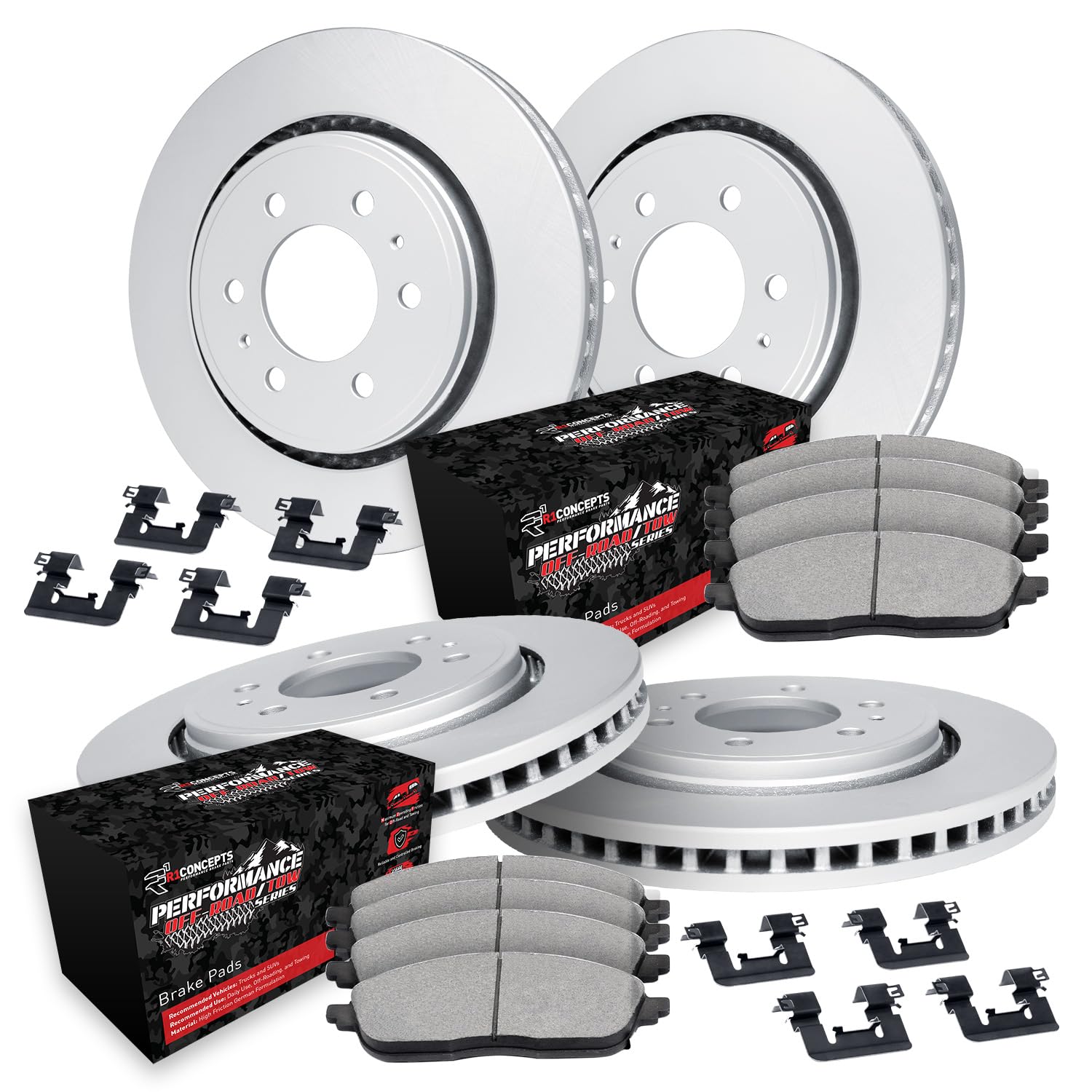 R1 Concepts Carbon Coated Disc Brake Rotor Set with Off-Road/Tow Brake Pads and Hardware WDVH2-48010