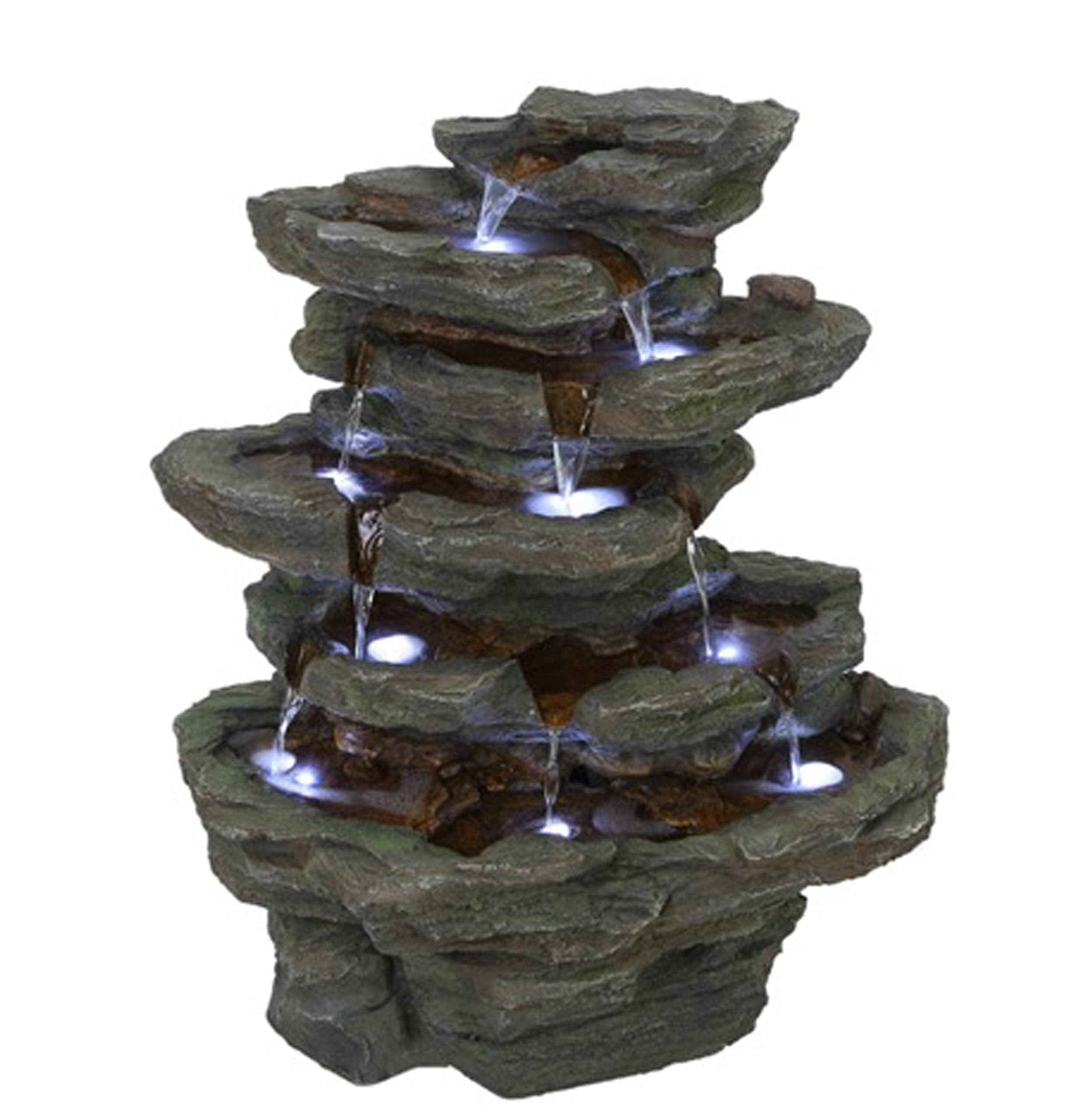 Hi-Line Gift Ltd 79572 Multi-Level Stone Fountain with 9 LED Lights
