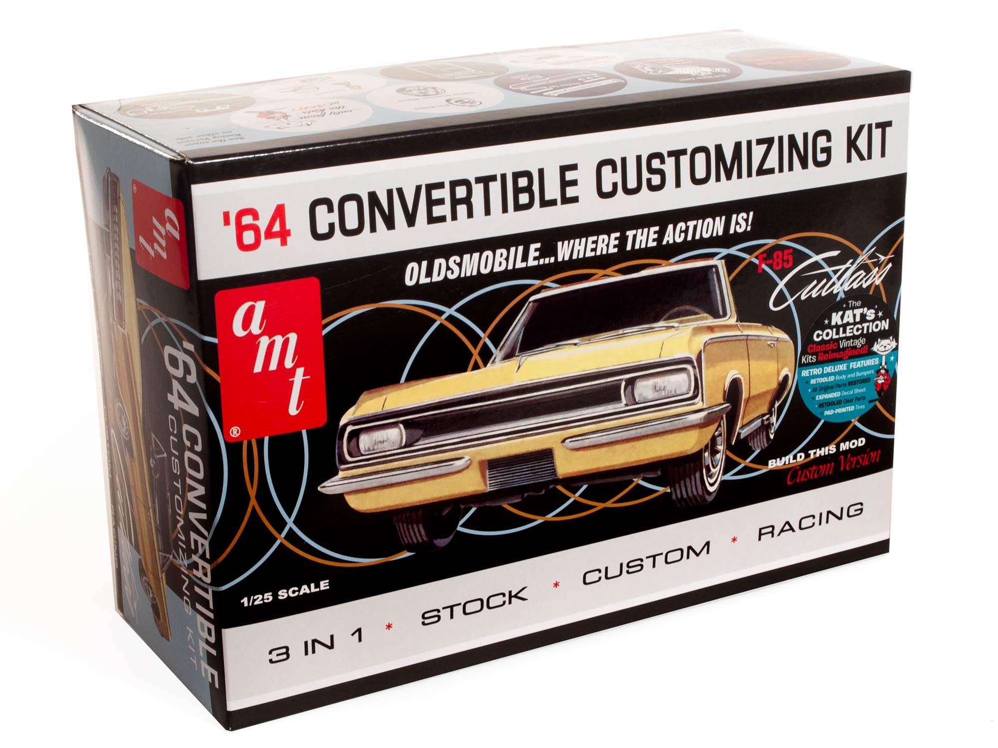 Skill 2 Model Kit 1964 Oldsmobile Cutlass F-85 Convertible 3-in-1 Kit 1/25 Scale Model by AMT