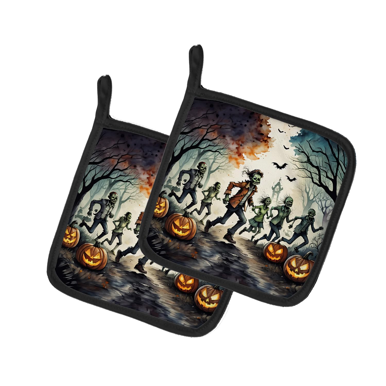 Zombies Spooky Halloween Pair of Pot Holders