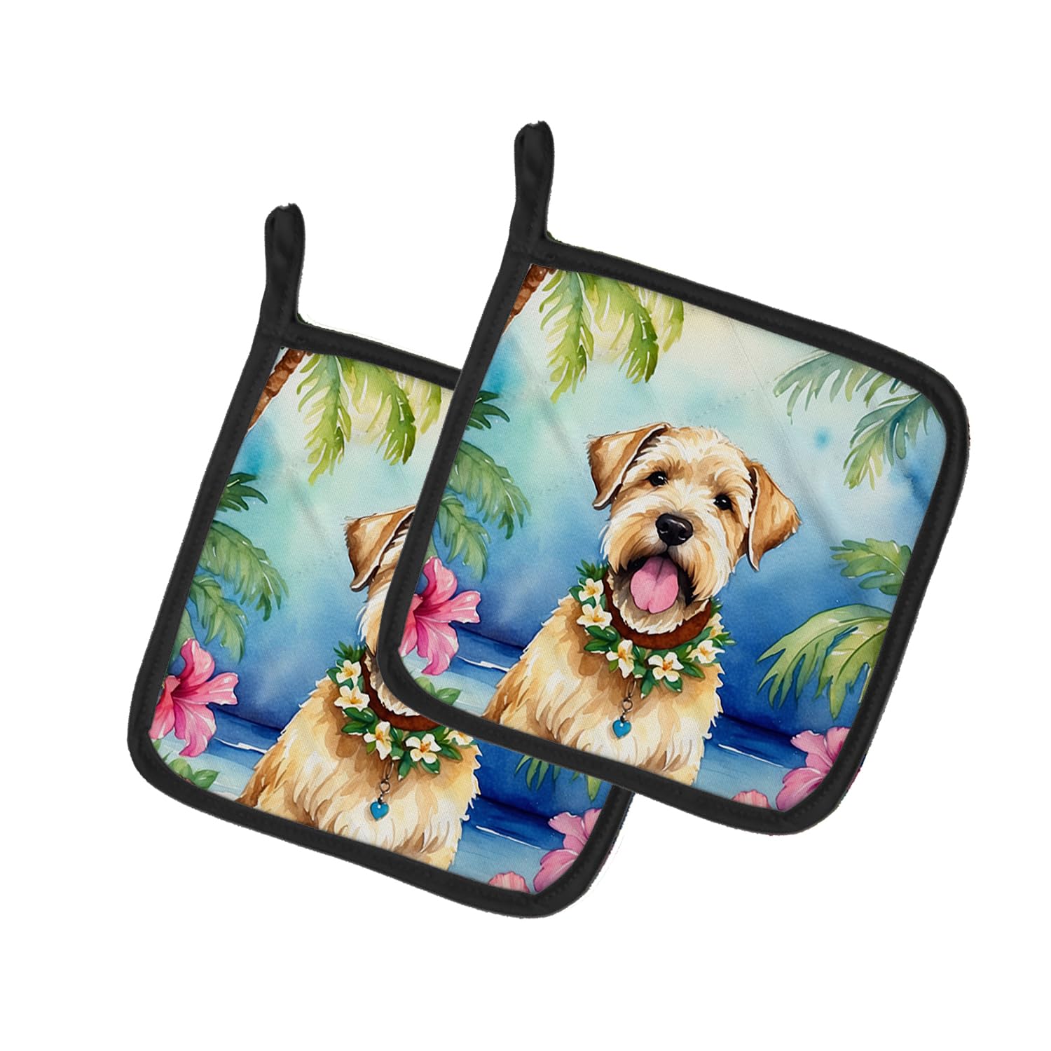 Wheaten Terrier Luau Pair of Pot Holders