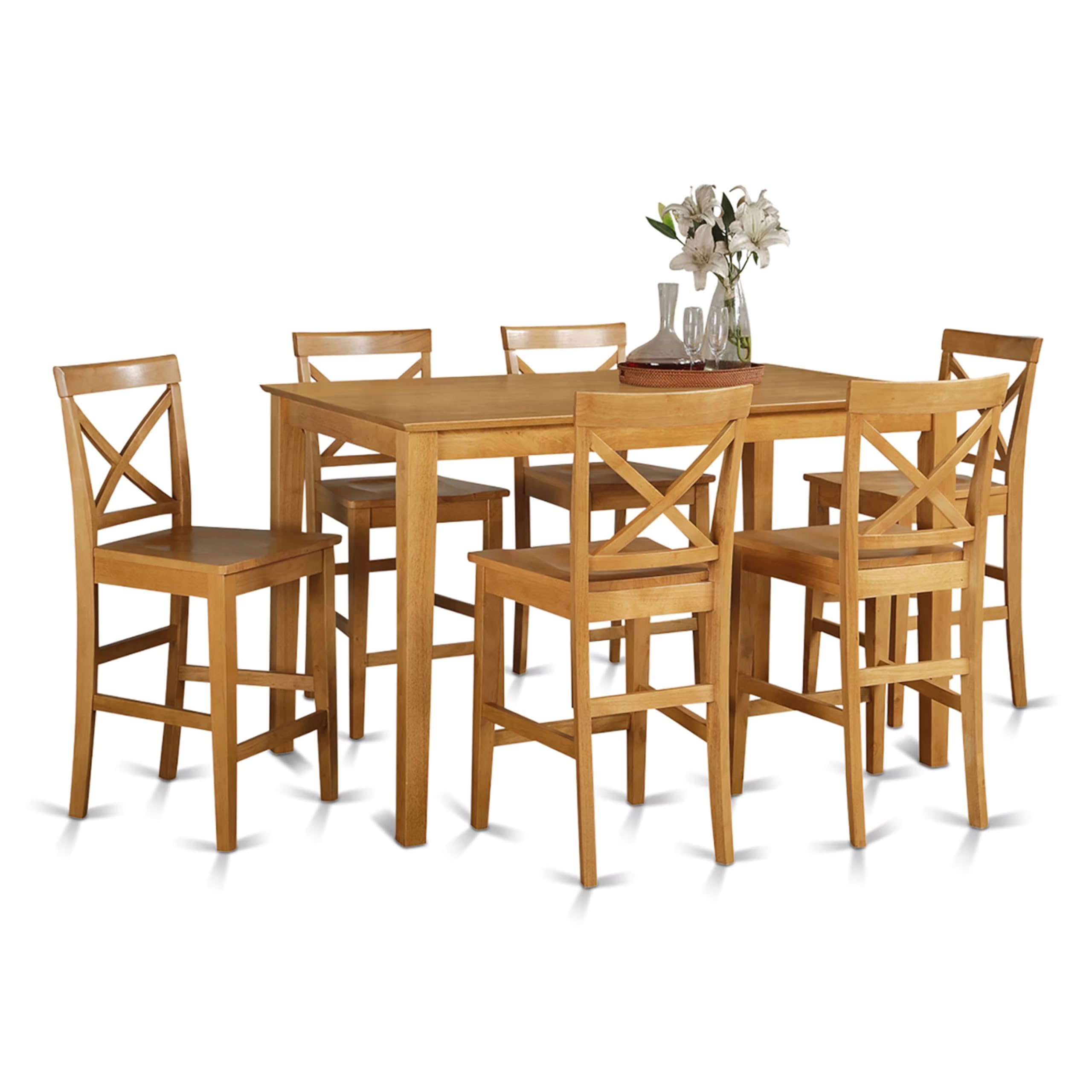 CAPU7H-OAK-W 7 Pc pub Table set- Table and 6 Kitchen bar stool