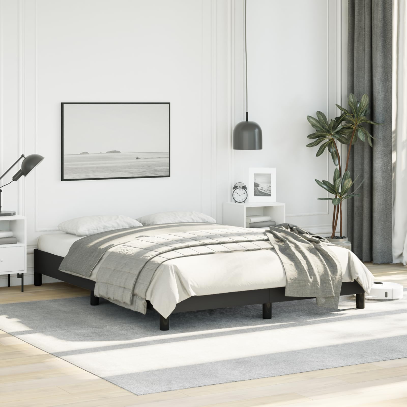 vidaXL Bed Frame Black 53.9x74.8??Full Faux Leather