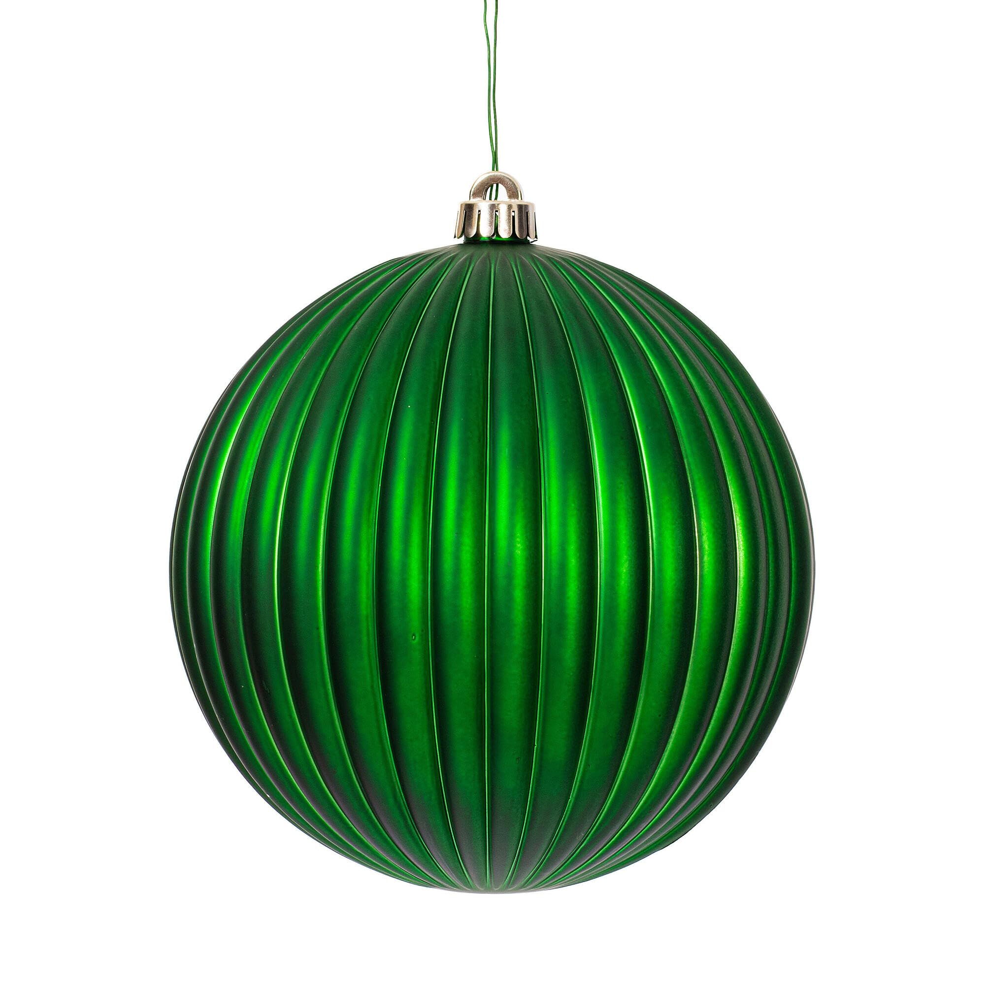 Casafoyer  8″ Green Matte Lined Ball Ornament 1 per Bag. - (Pack Of 2)