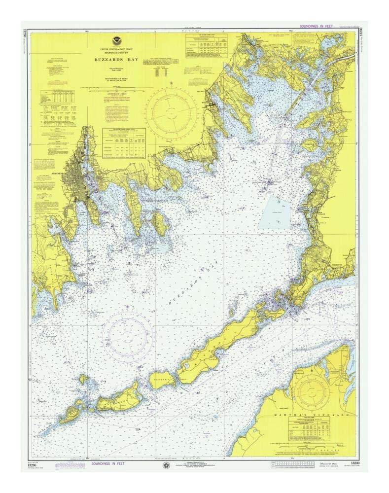 Nautical Chart - Buzzards Bay ca. 1974-Paper Art-19x24”