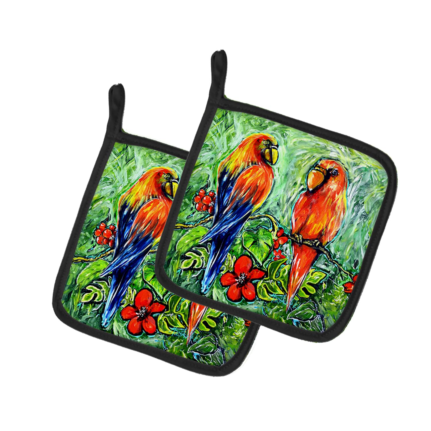 Fred and Freda Parrots Pair of Pot Holders