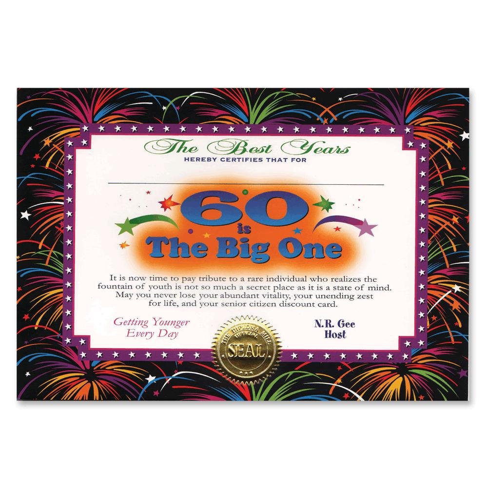 60 Is The Big One Certificate