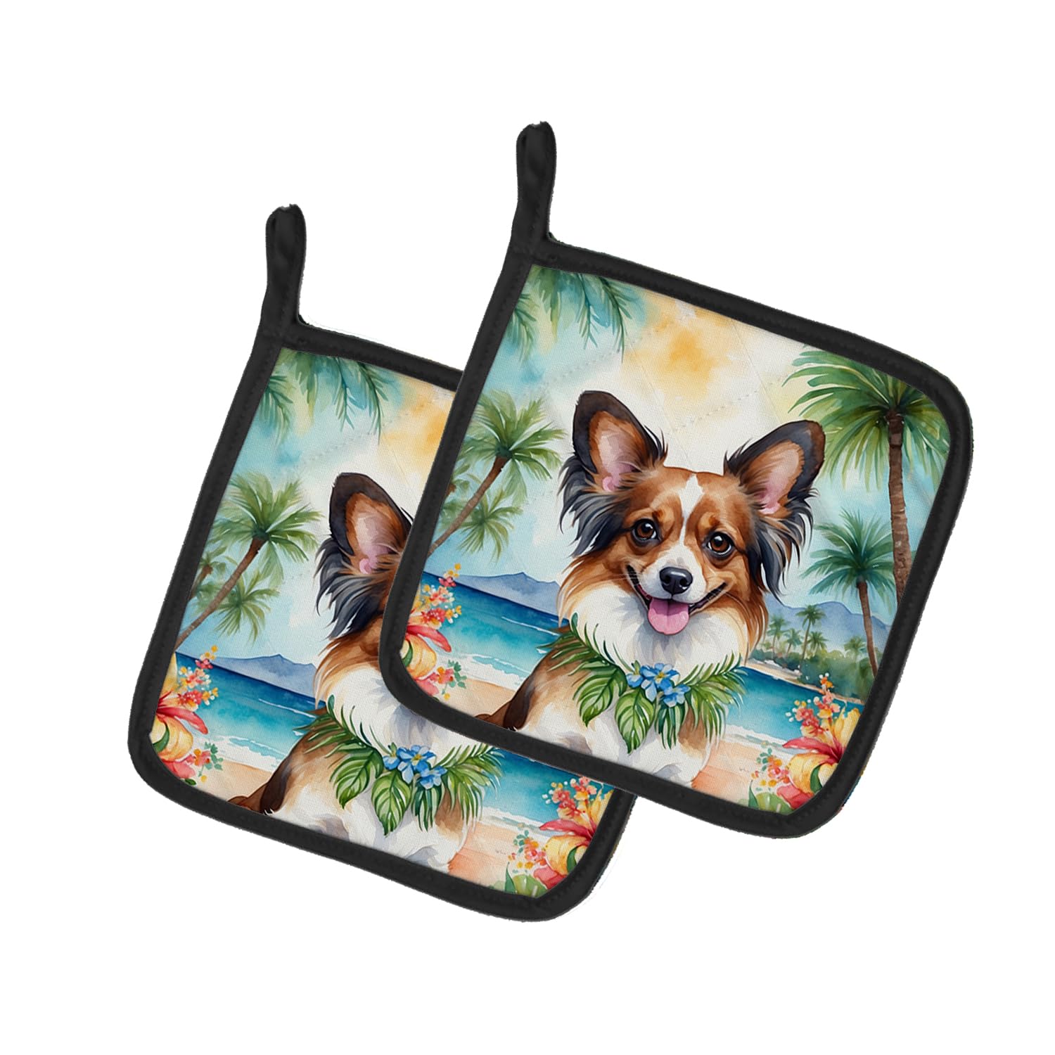 Papillon Luau Pair of Pot Holders