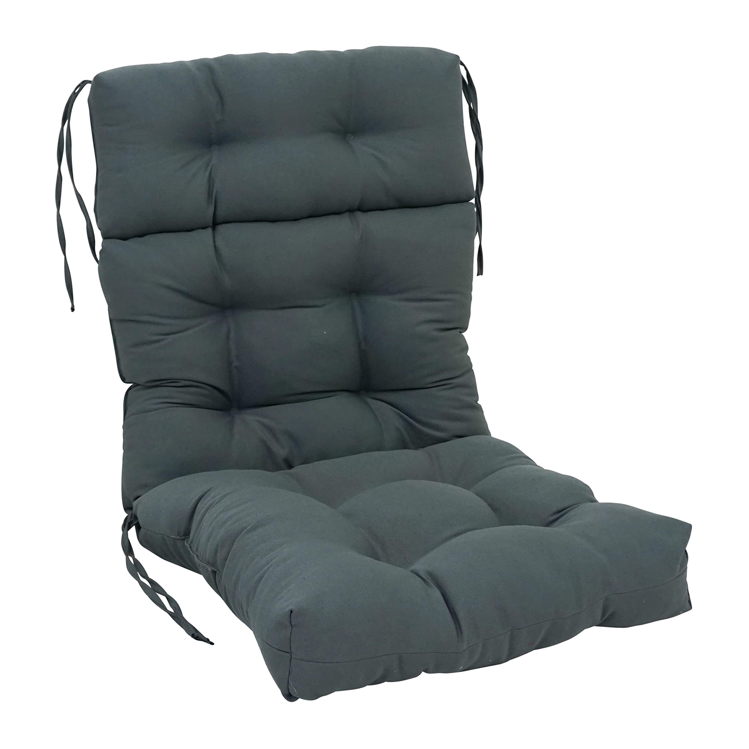 22-inch by 45-inch Solid Twill Tufted Chair Cushion Grey-Color