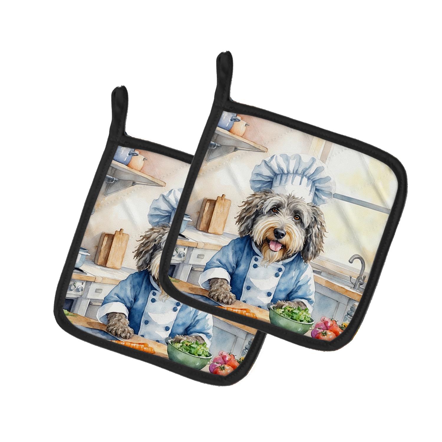 Bergamasco Sheepdog The Chef Pair of Pot Holders