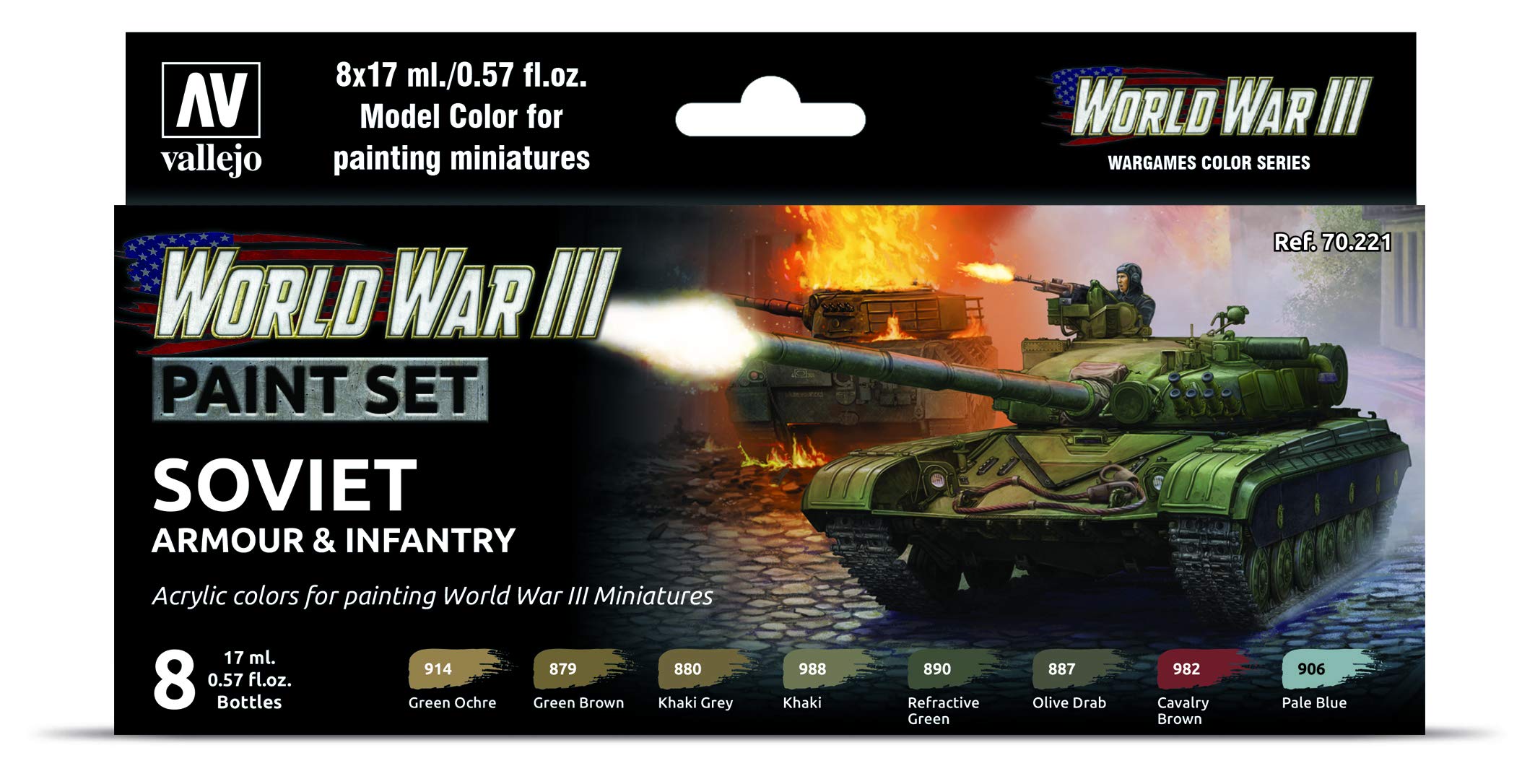 Vallejo Model Color WWIII Soviet Armour & Infantry, 0.57 Fl Oz (Pack of 8)