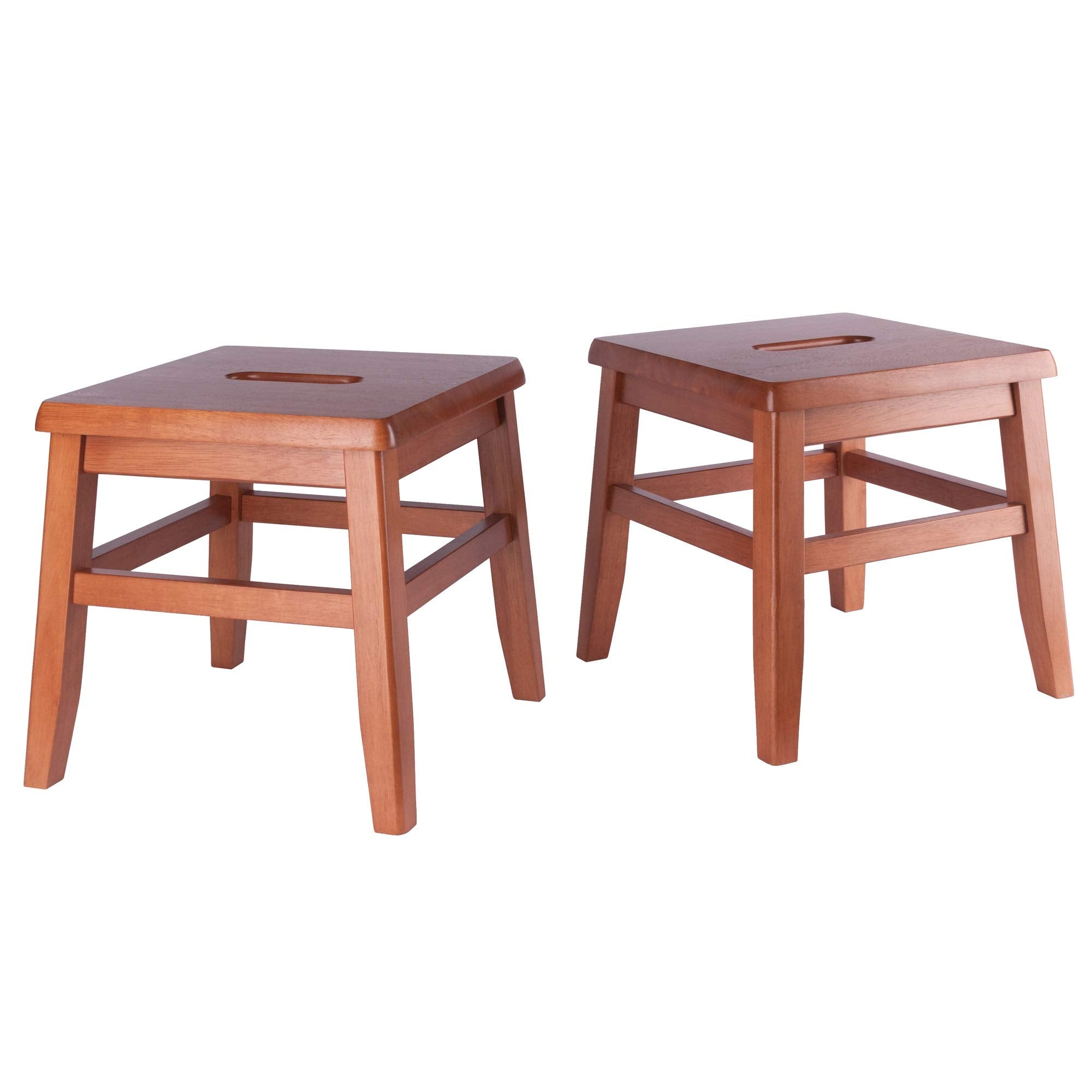 Casafoyer Wood Kaya Conductor Stools - Set of 2 | Lightweight & Sturdy | Soft Teak Finish | 12 H x 12" W x 12" D | Portable & Convenient"