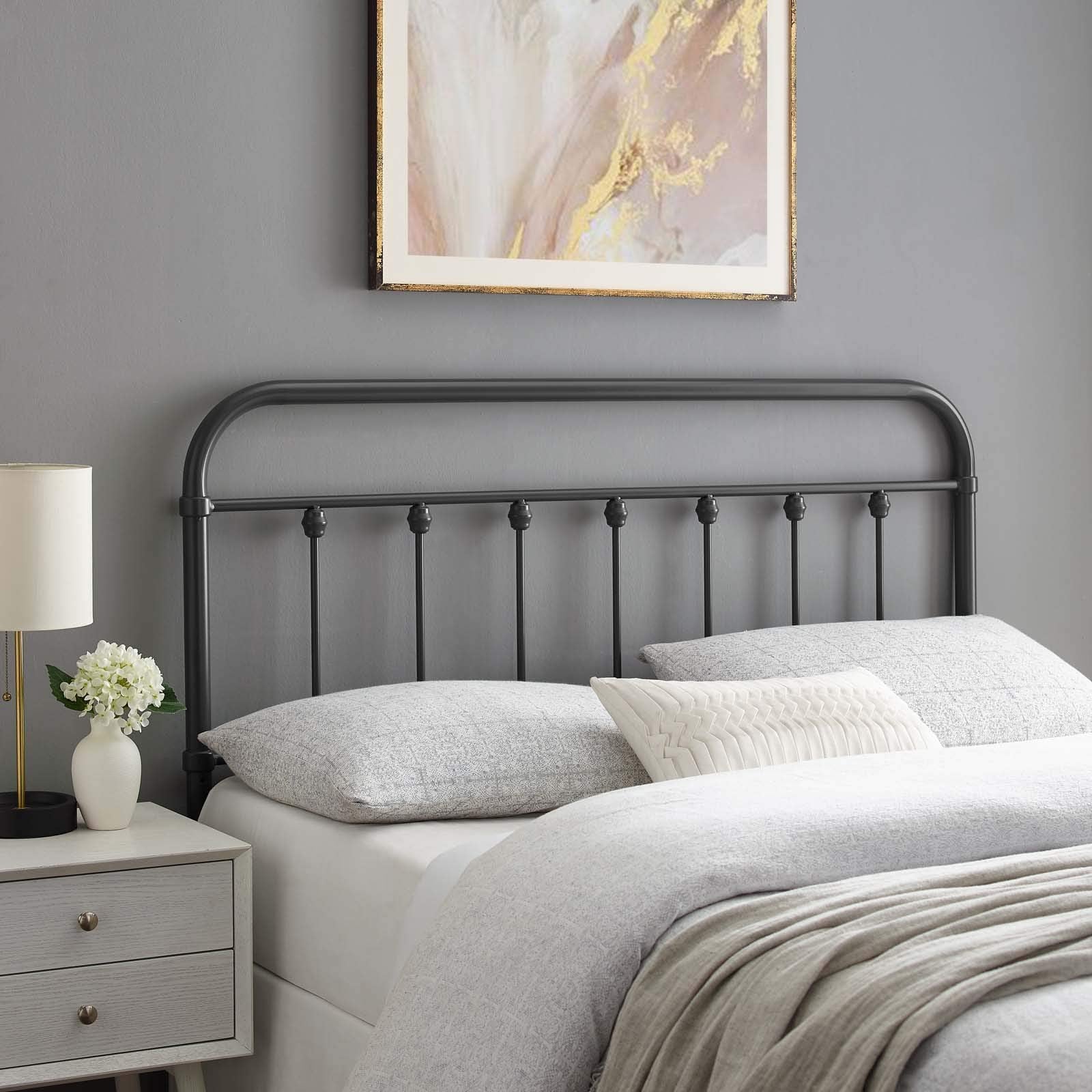 Casafoyer MOD-6155-GRY  King Metal Headboard, Gray