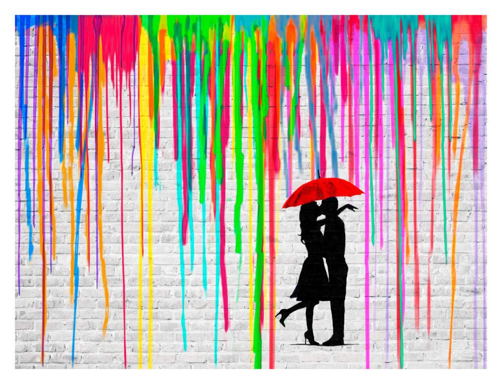 Romance in the Rain-Paper Art-34x26”