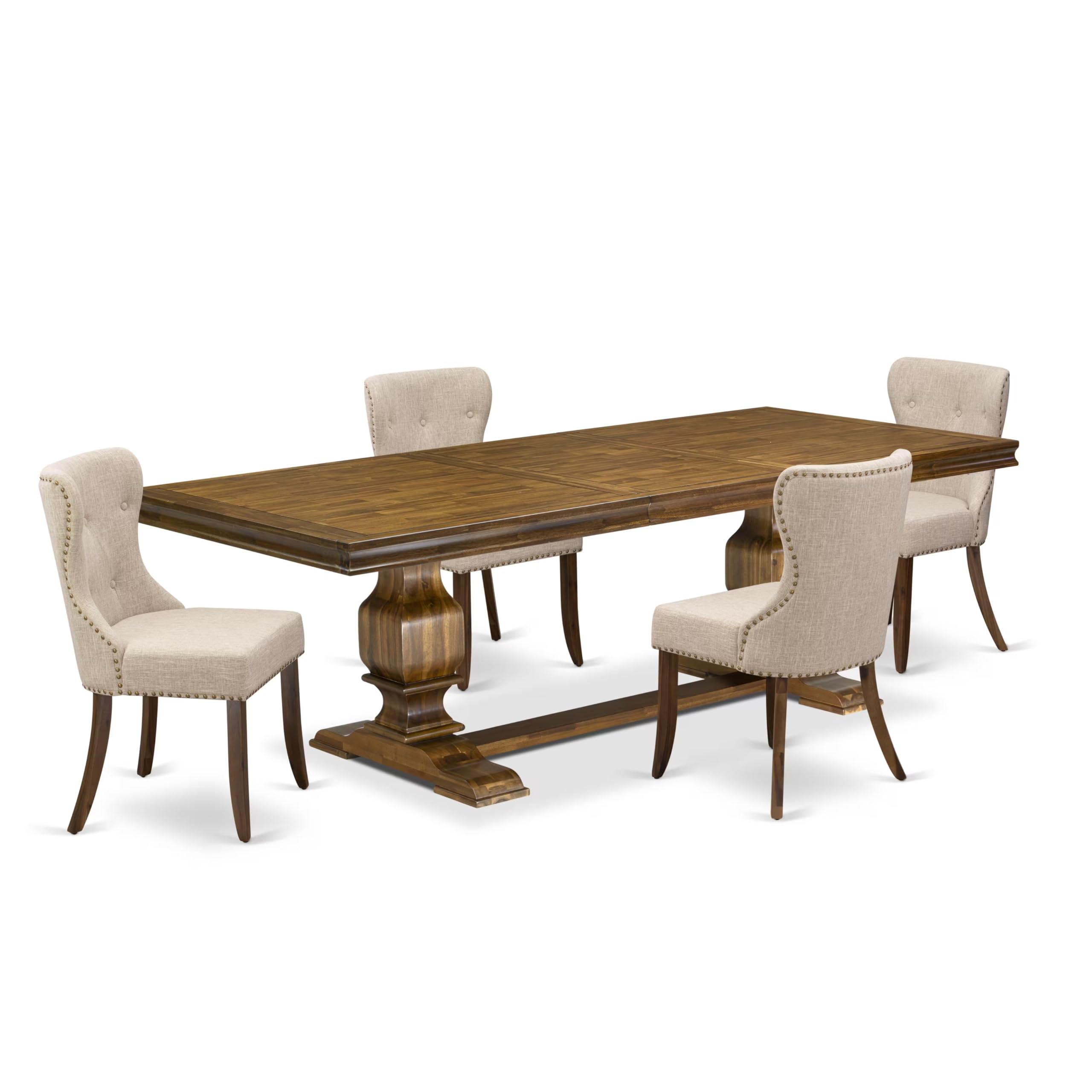 5 pc Mid Century Dining Set of a Modern Dining Table and 4 Modern Chairs