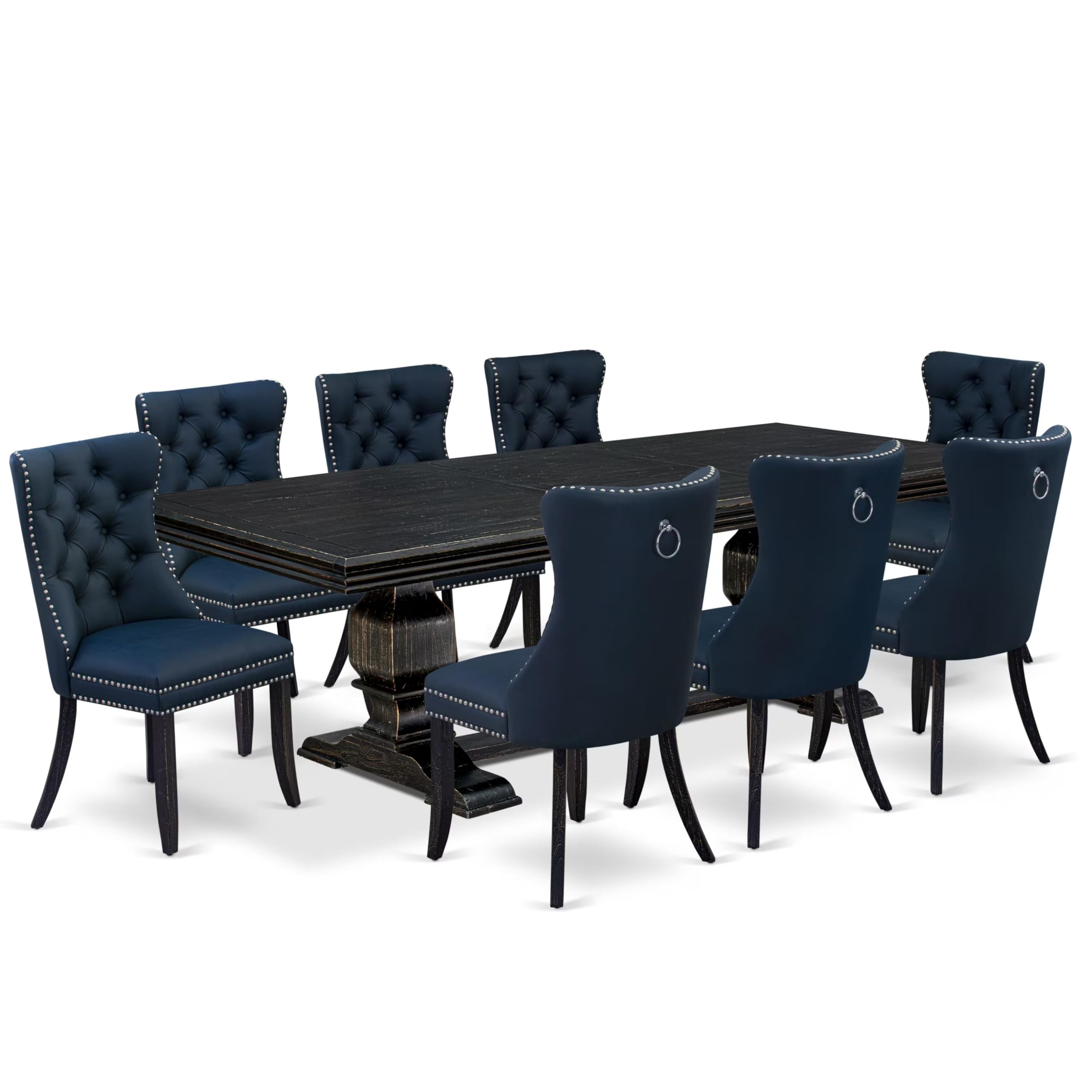 9 piece kitchen table set a dinner table and 8 Faux Leather dining Chairs