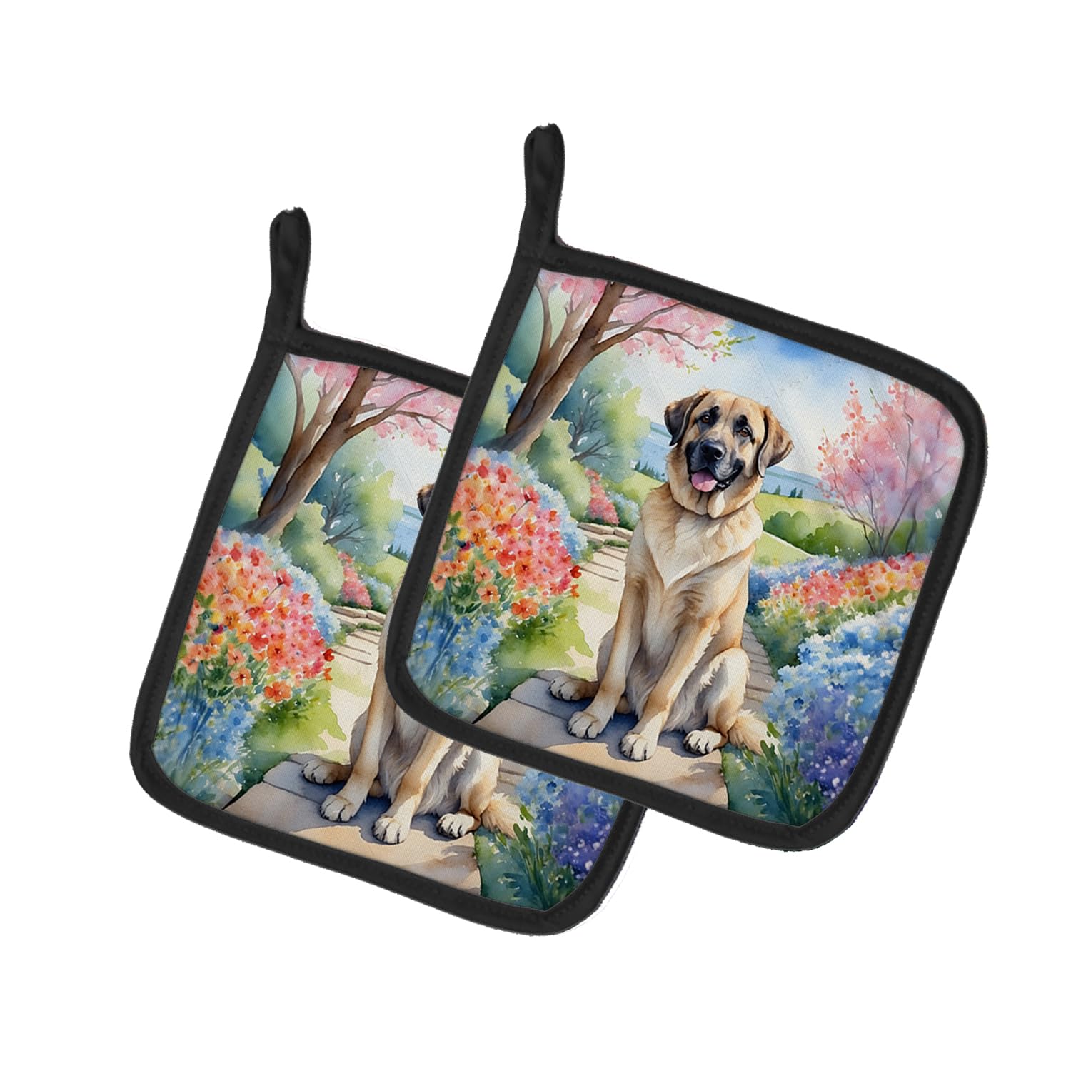 Anatolian Shepherd Spring Garden Pair of Pot Holders