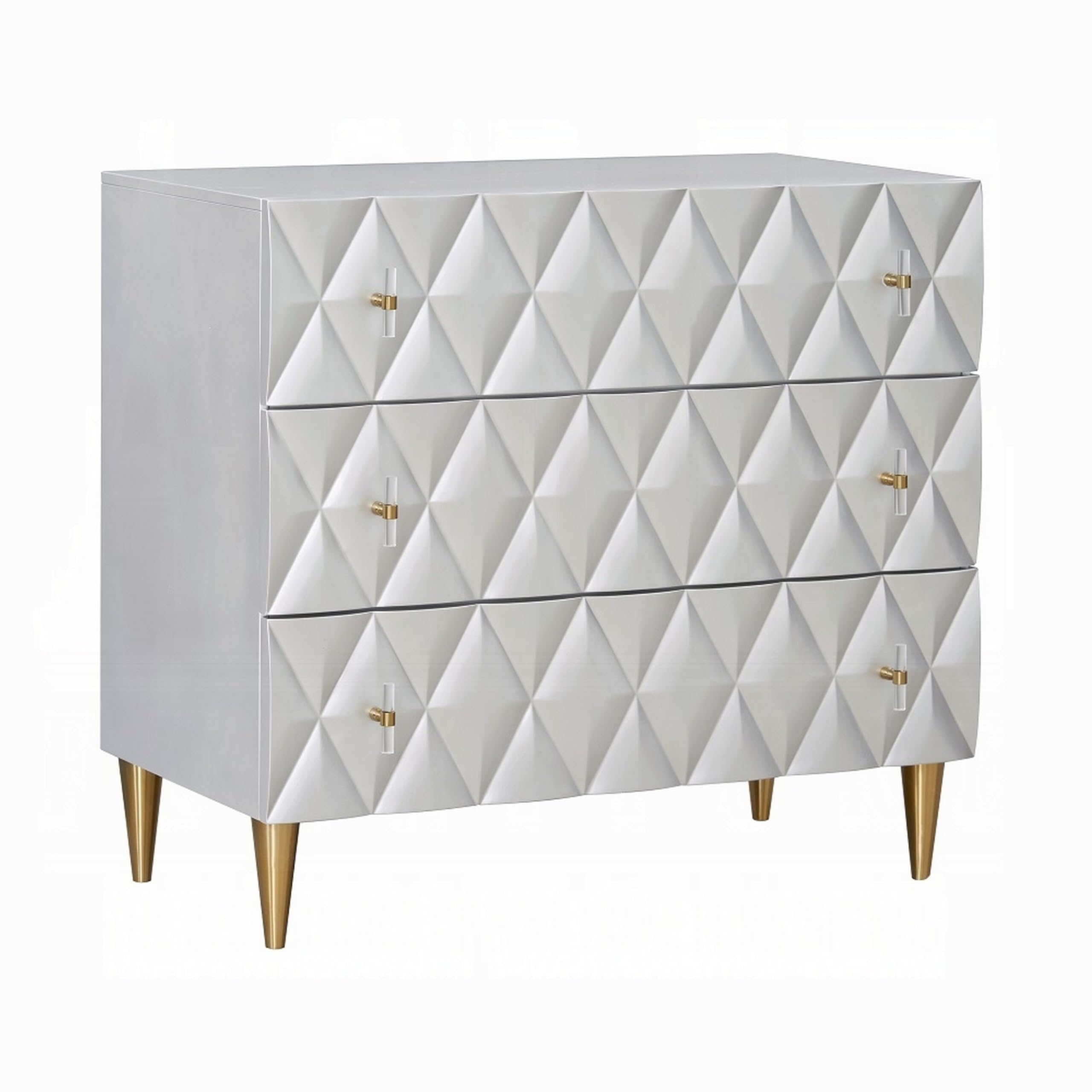 36 Inch Wide Nightstand Dresser, Drawers w Jewelry Tray, Silver, Gold