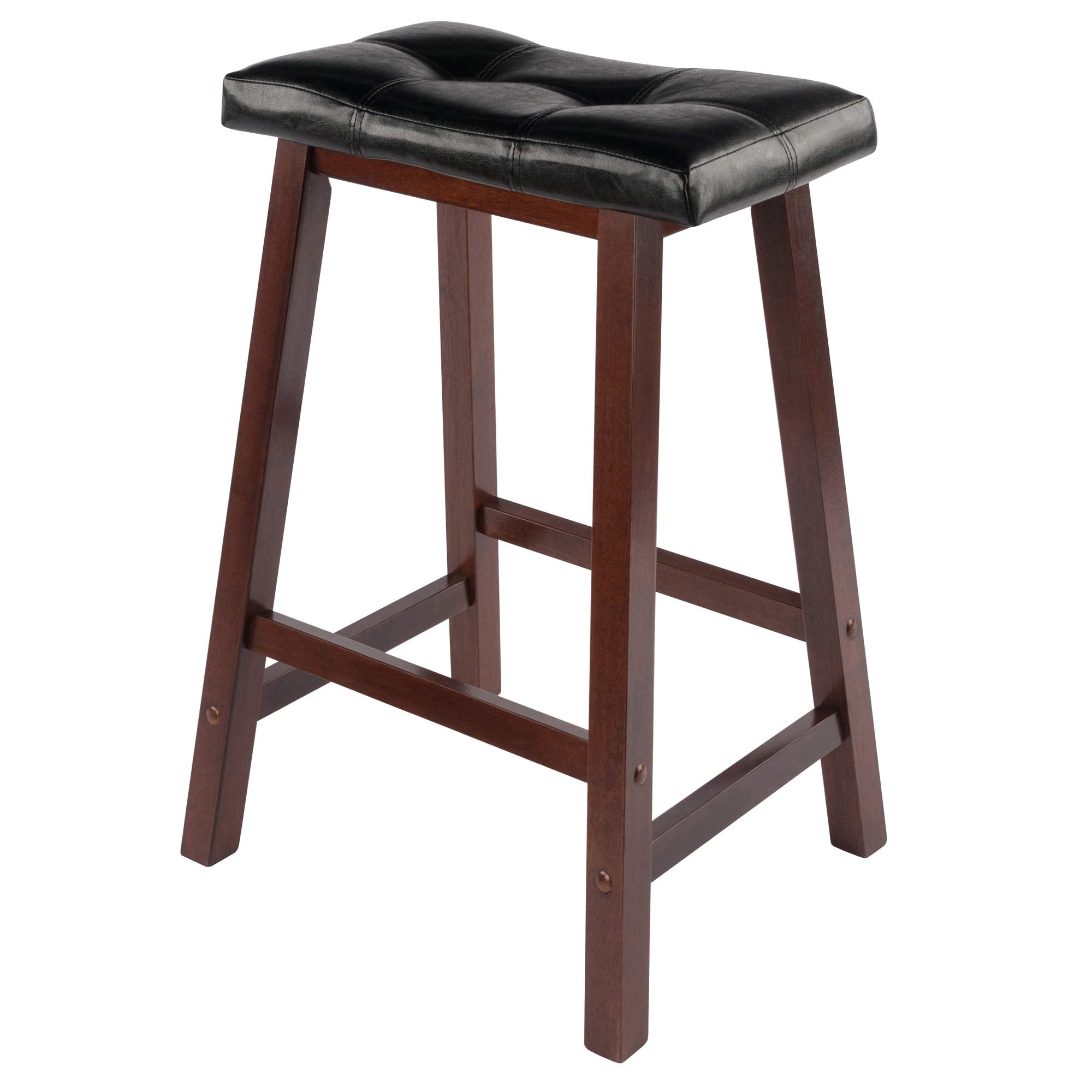 Casafoyer Mona Cushion Saddle Seat Counter Stool, Black and Walnut - (Pack Of 2)