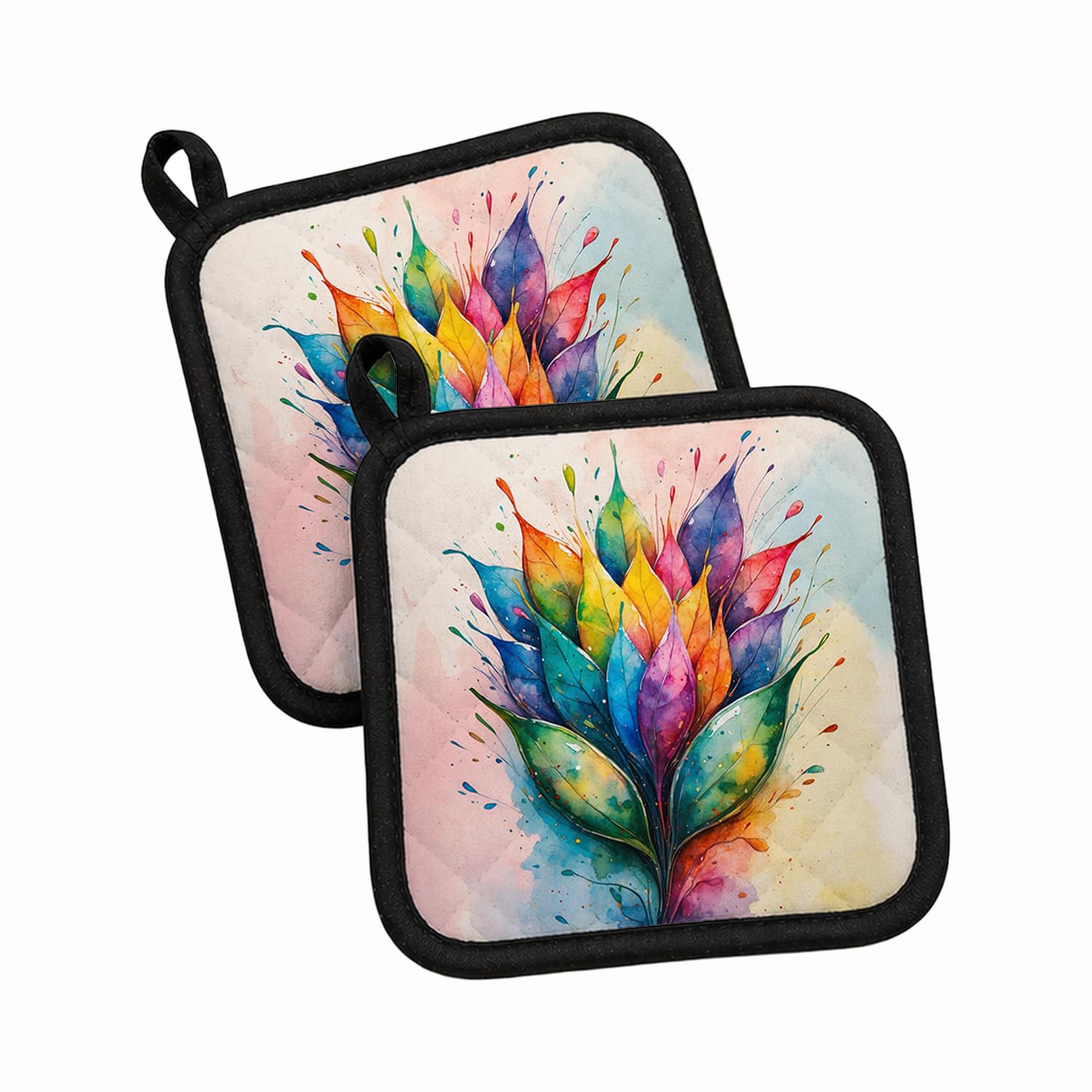 Carolines Treasures Seeds of Equality Pride Pot Holder Set of 2 Heat Resistant Quilted Hot Pads 7.5 x 7.5 Inch, Insulated Kitchen Trivets for Cooking & Baking