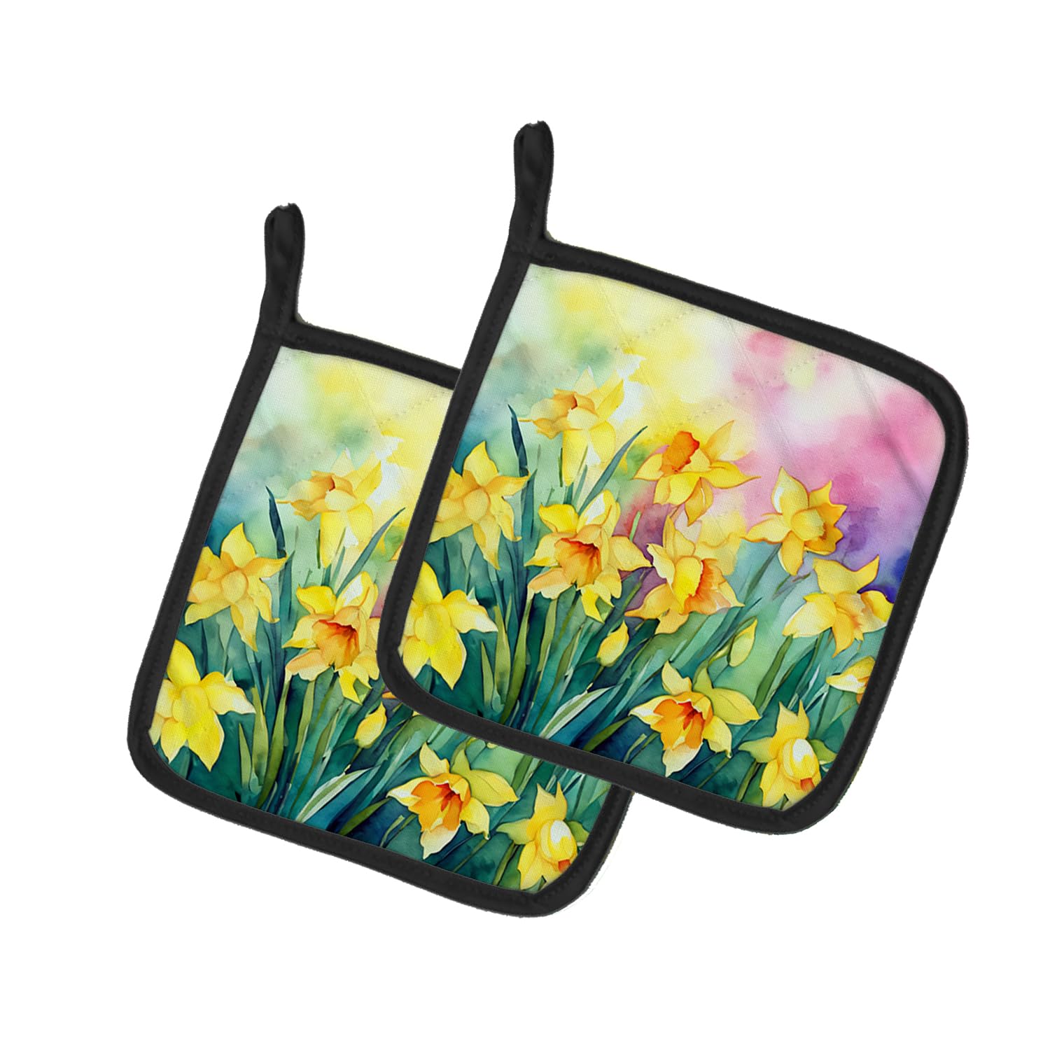 Daffodils in Watercolor Pair of Pot Holders