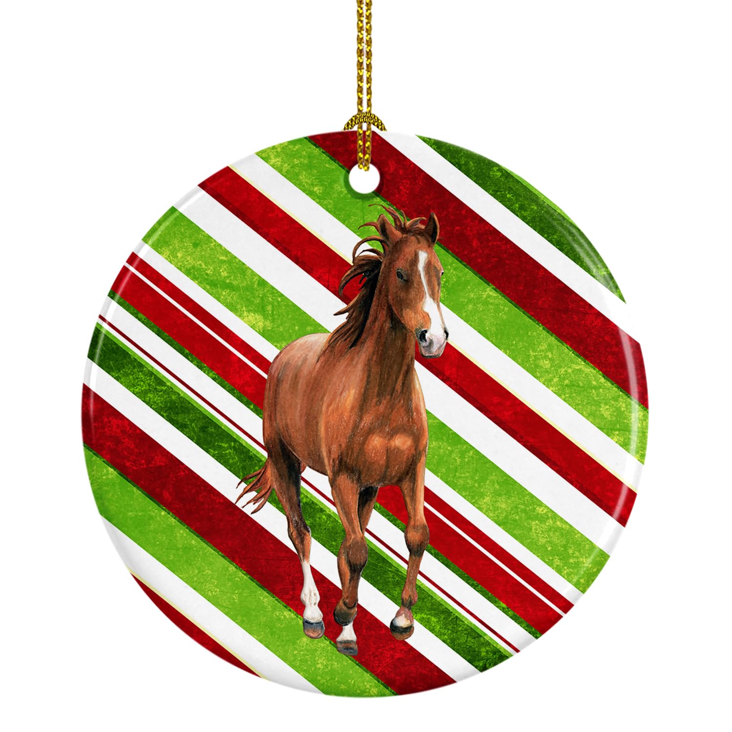 Horse Candy Cane Holiday Christmas Ceramic Ornament SB3139CO1