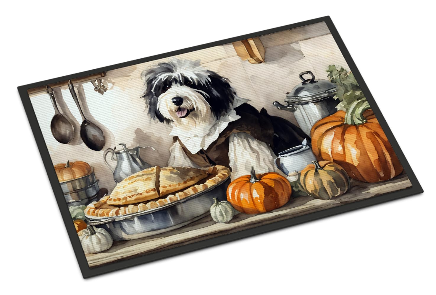 Carolines Treasures DAC1797JMAT Old English Sheepdog Fall Kitchen Pumpkins Indoor or Outdoor Mat 24x36 Front Door Mat Indoor Outdoor Rugs for Entryway, Non Slip Washable Low Pile