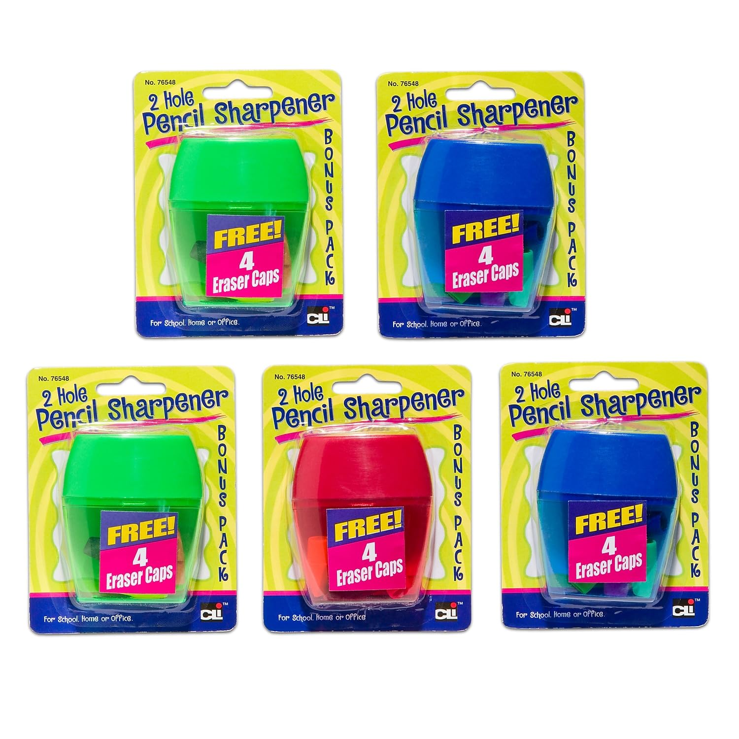 3 Hole Pencil Sharpener w/catcher, Assorted Colors