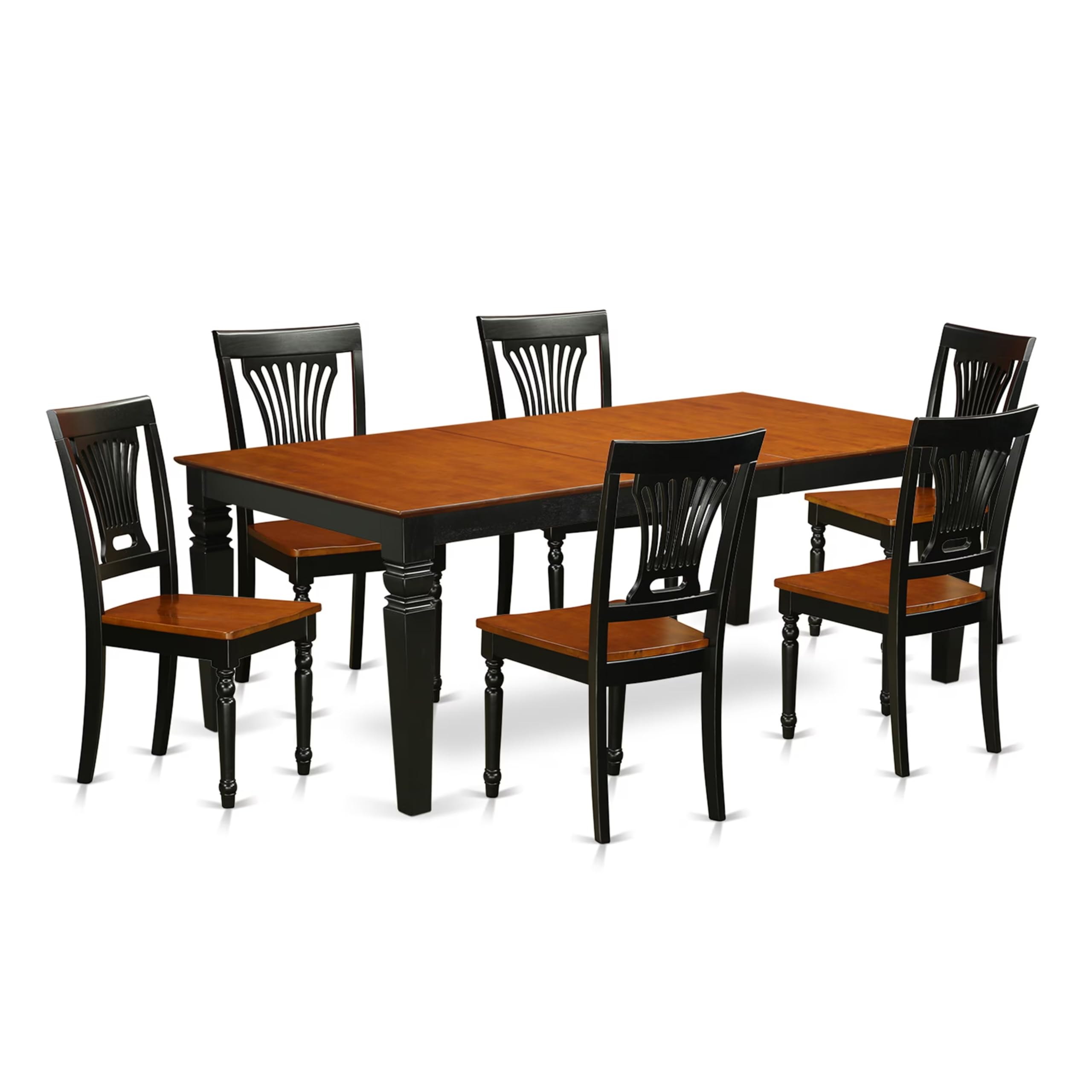 7  PC  Kitchen  Table  set  with  a  Dining  Table  and  6  Kitchen  Chairs  in  Black  and  Cherry