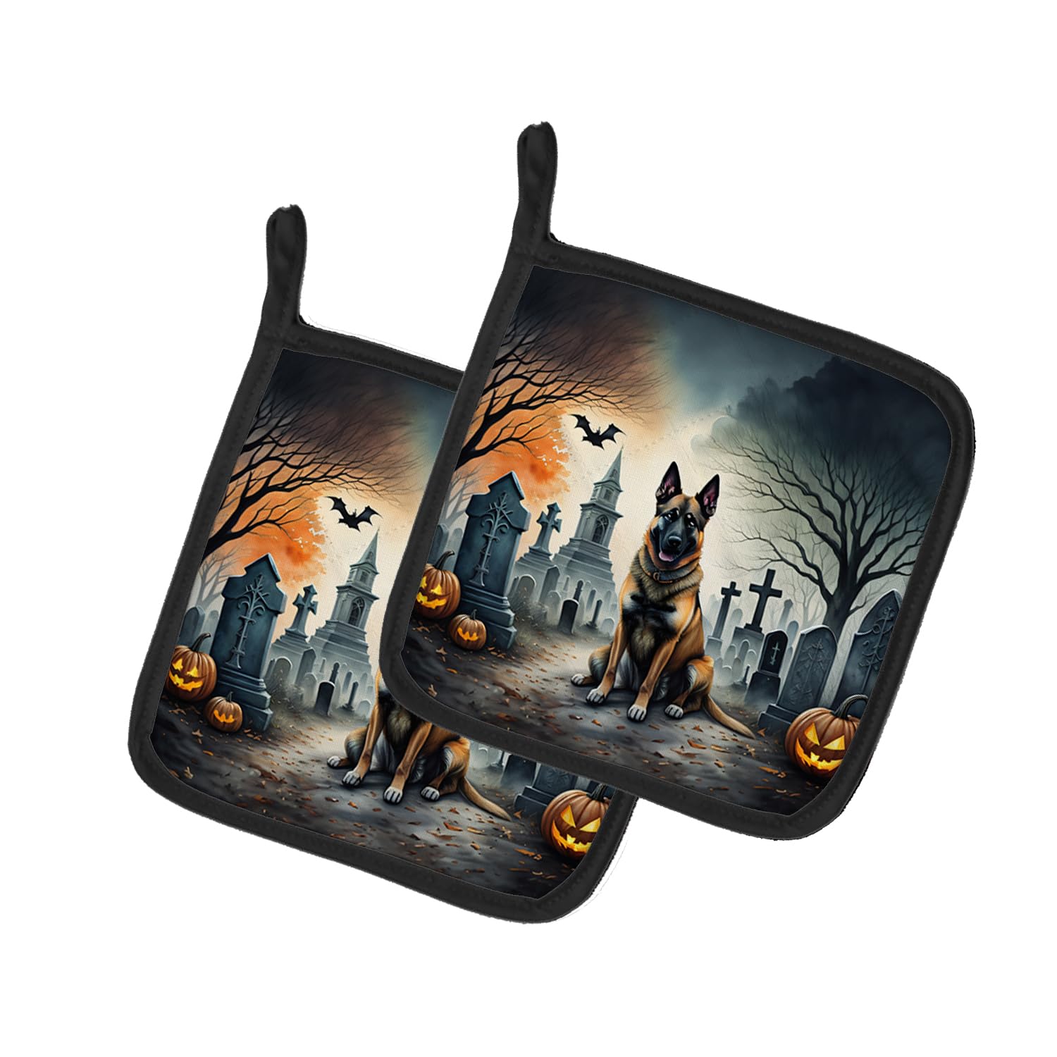 Belgian Malinois Spooky Halloween Pair of Pot Holders