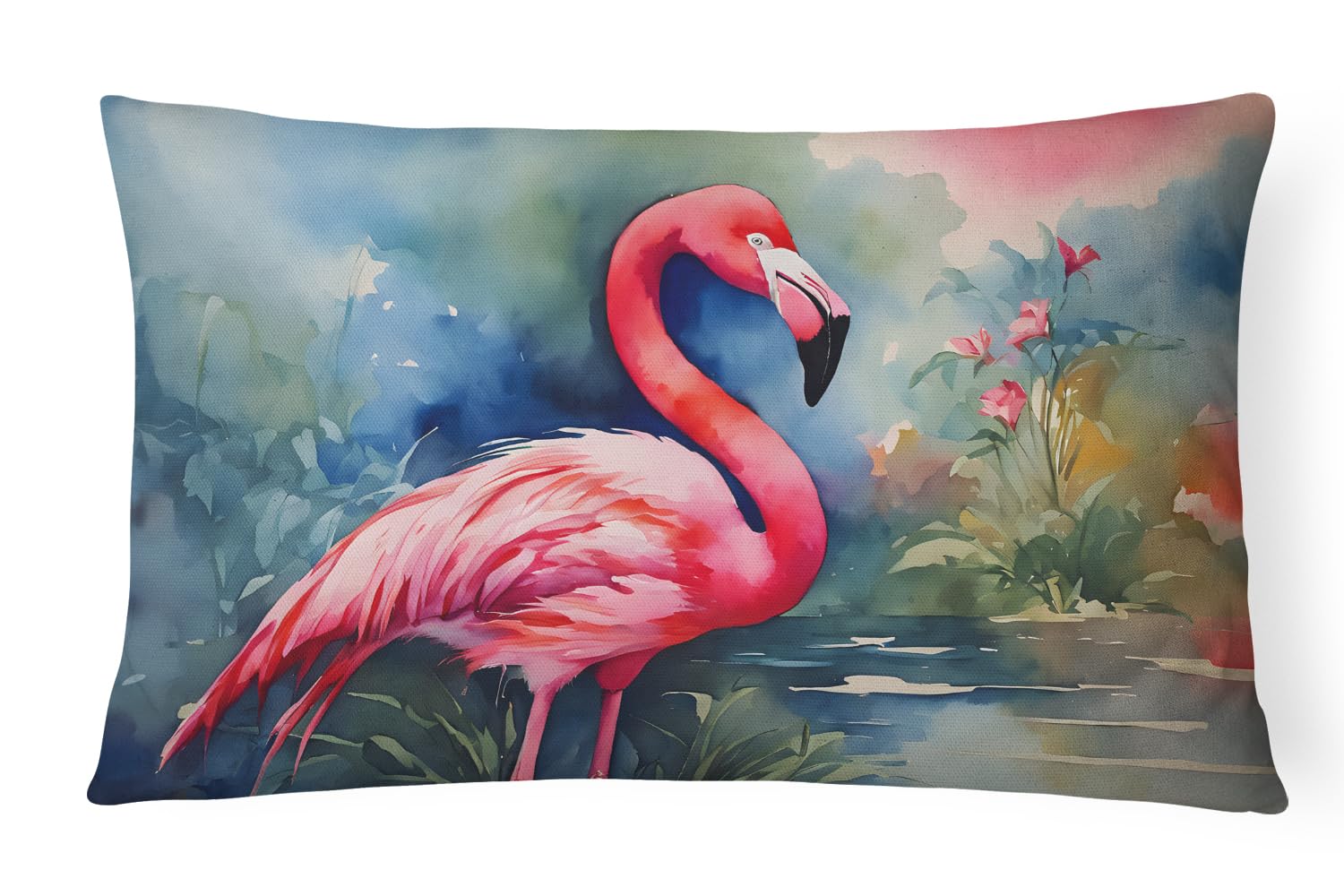 Carolines Treasures DAC2859PW1216 Flamingo Throw Pillow Machine Washable, Indoor Outdoor Decorative Pillow for Couch, Bed or Patio, 12HX16W
