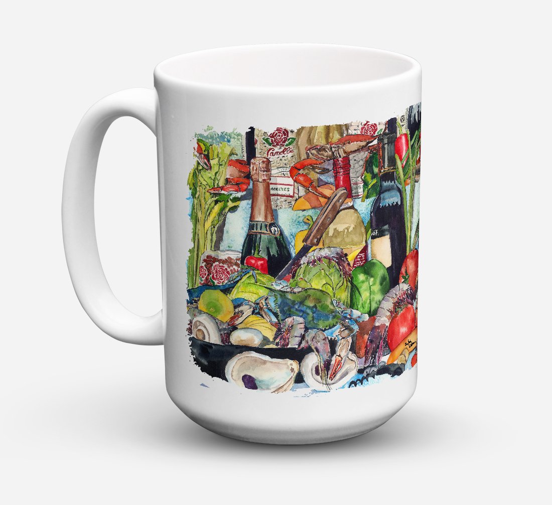 Wine Crab Shrimp and Oysters Coffee Mug 15 oz