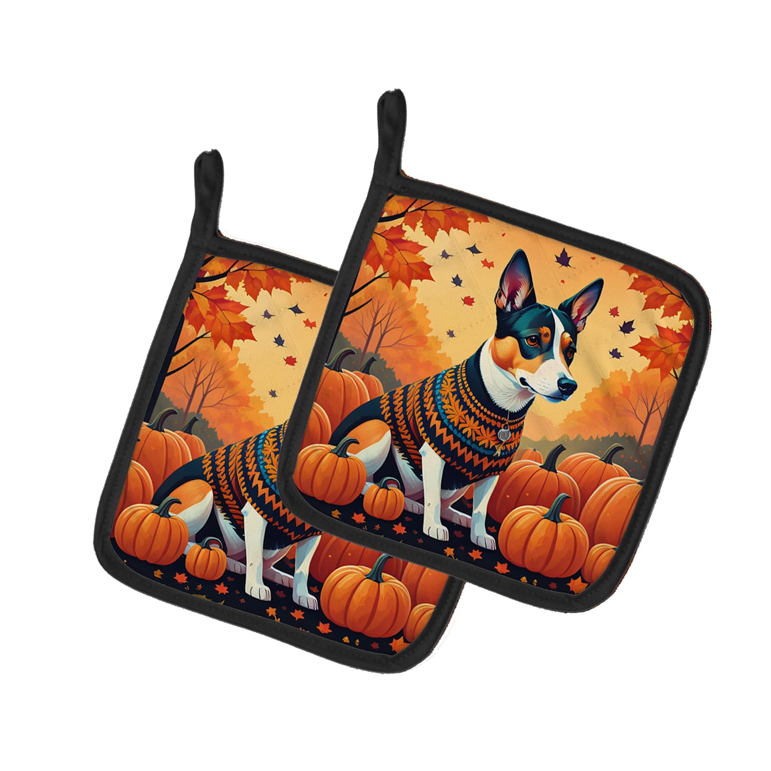 Basenji Fall Pair of Pot Holders