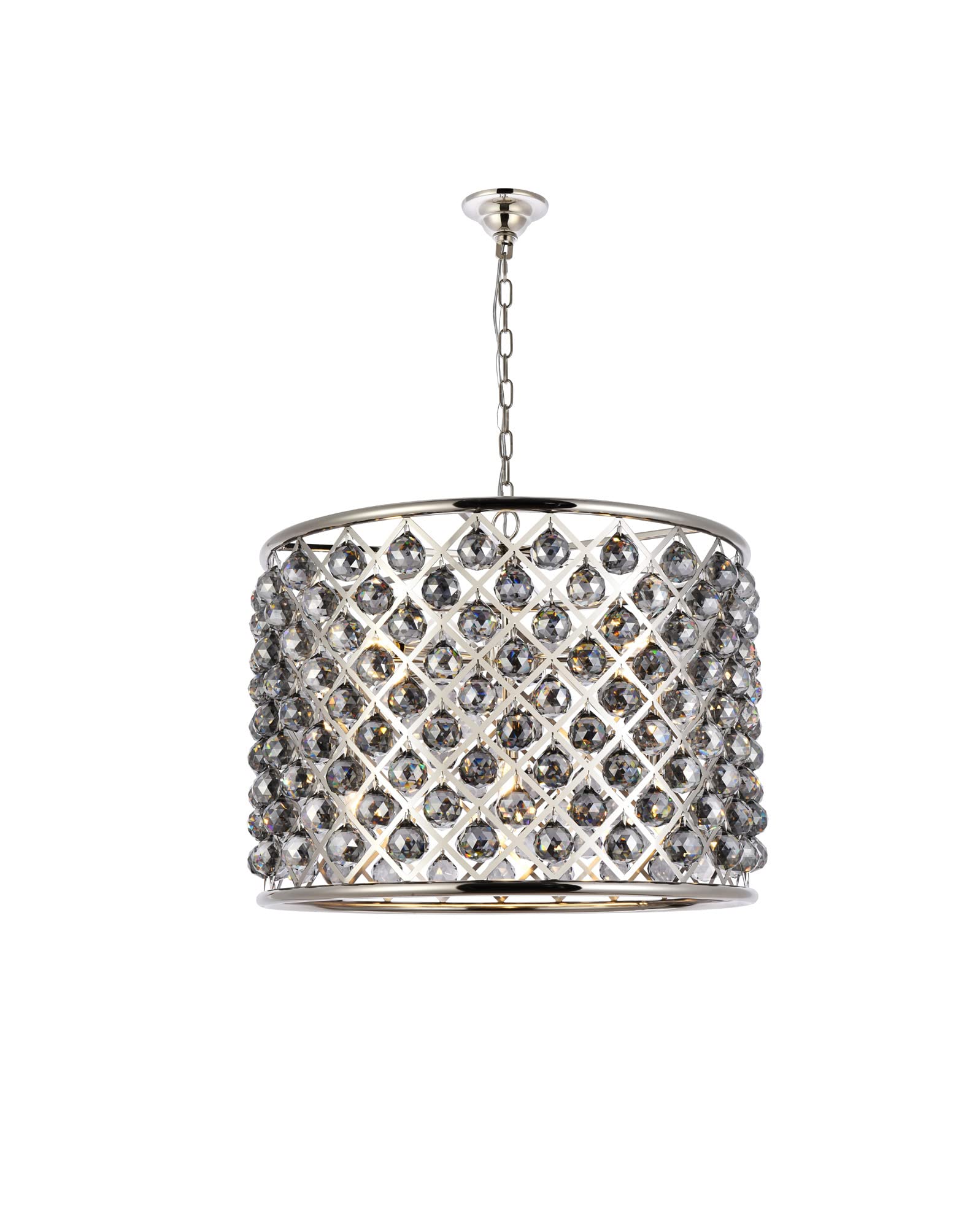Madison 8 light polished nickel Chandelier Silver Shade (Grey) Royal Cut Crystal