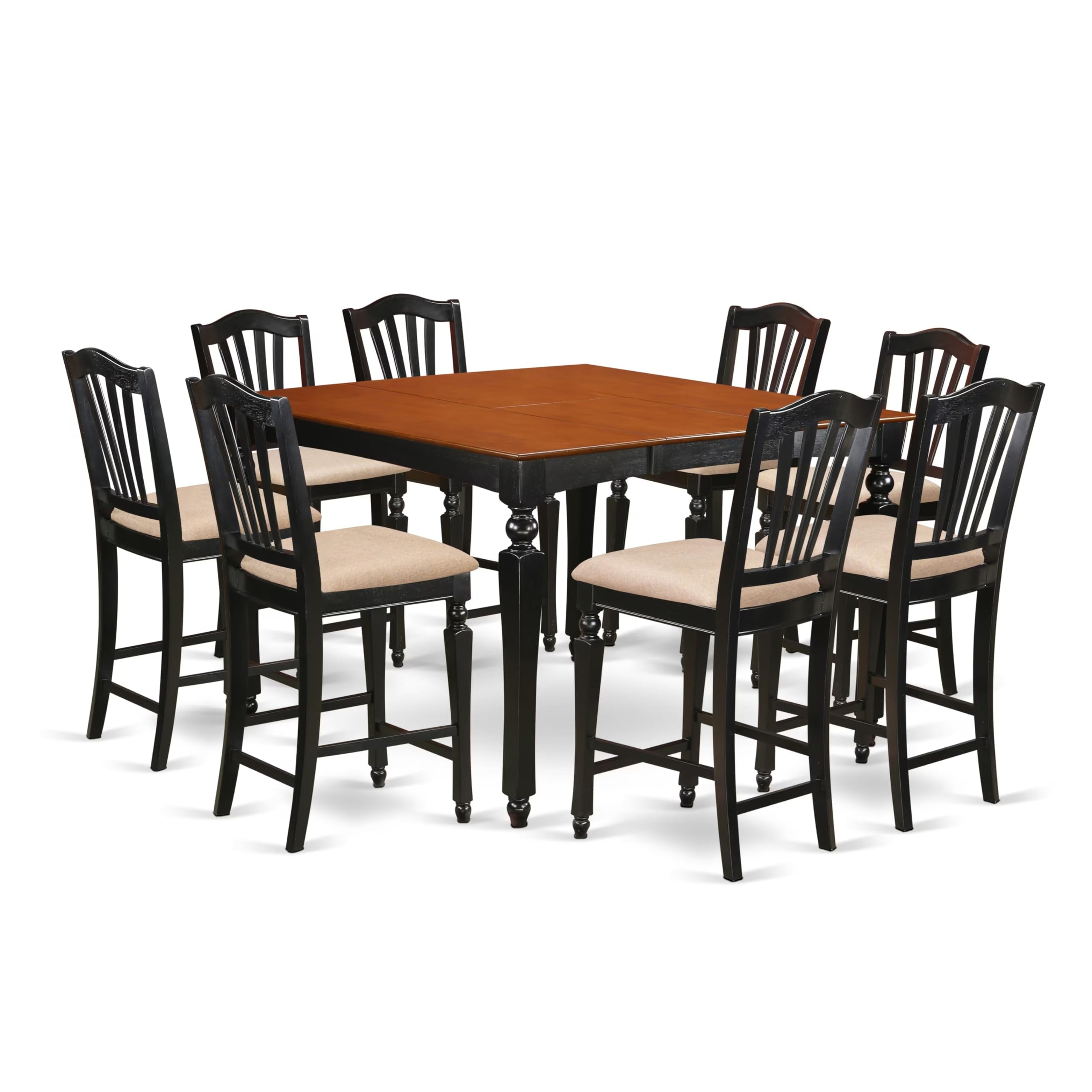 CHEL9-BLK-C 9 PC counter height set- Square pub Table and 8 Kitchen counter Chairs