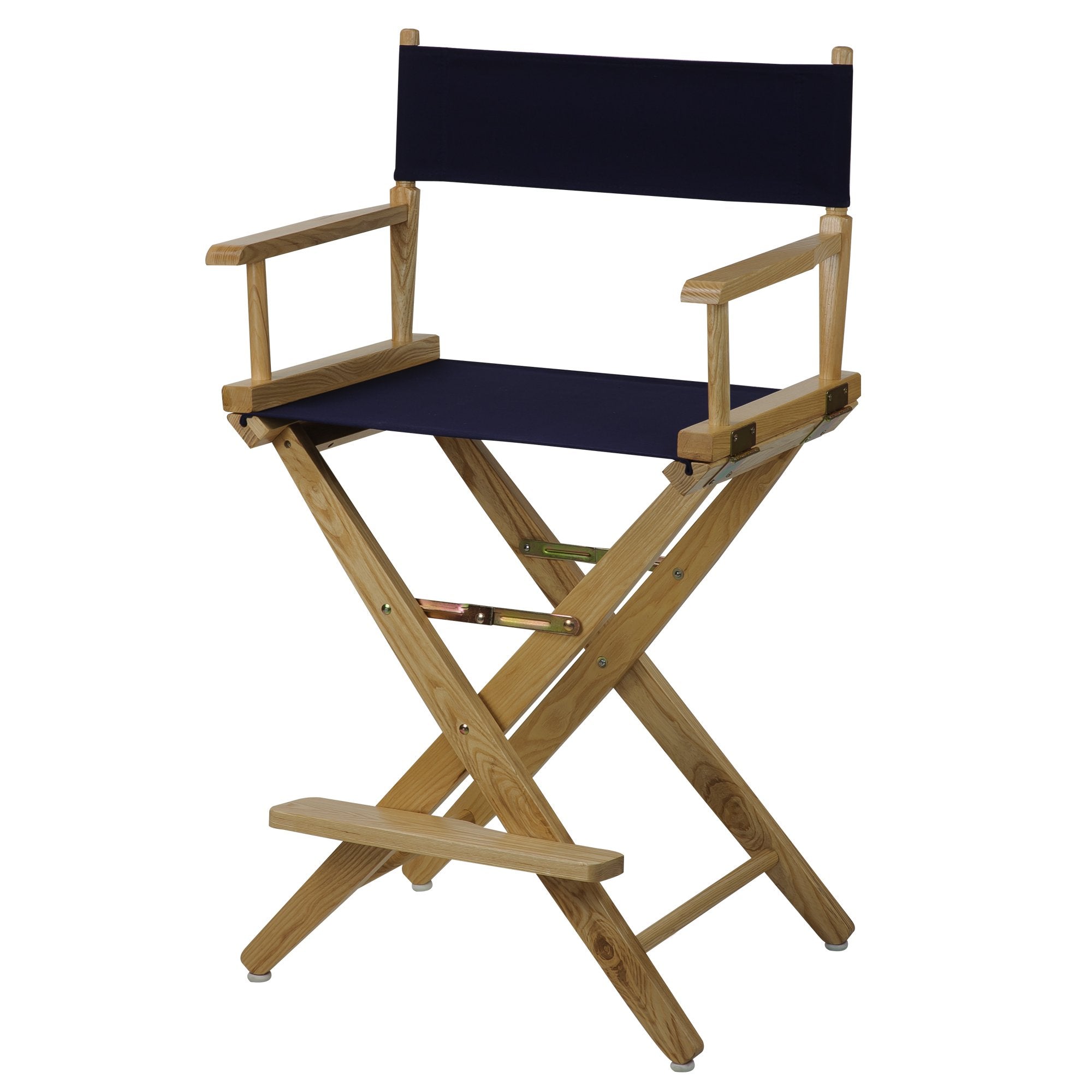 Extra-Wide Premium 24  Directors Chair Natural Frame W/Navy Color Cover