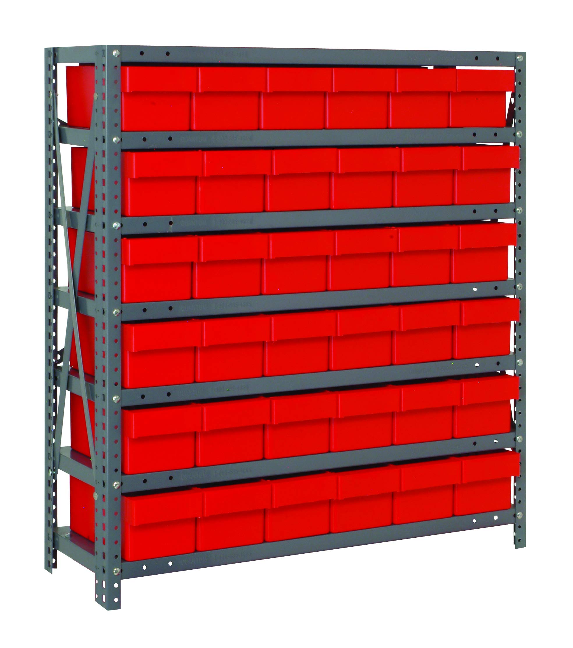 7 Shelf Open Unit W/36 RED Bins