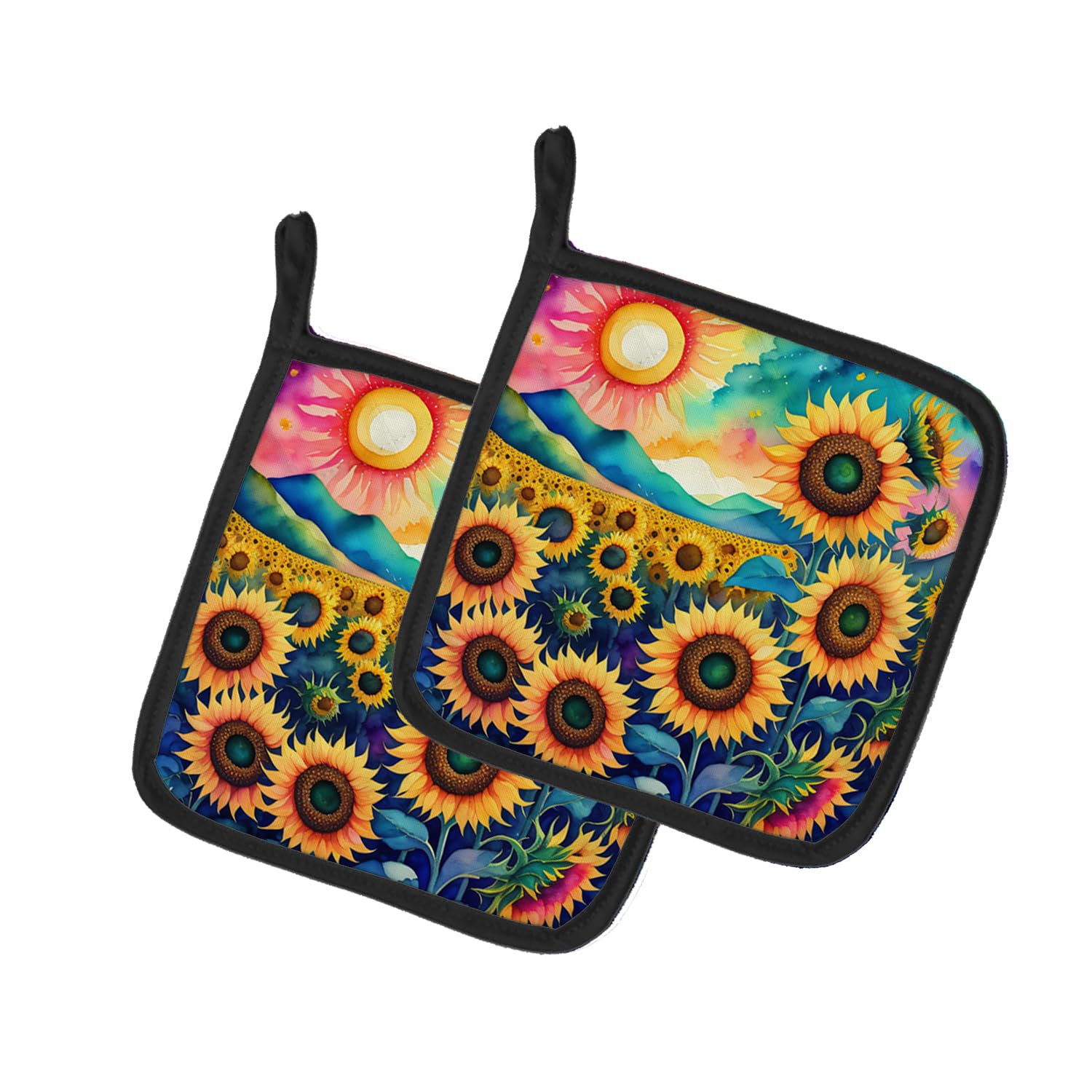 Colorful Sunflowers Pair of Pot Holders