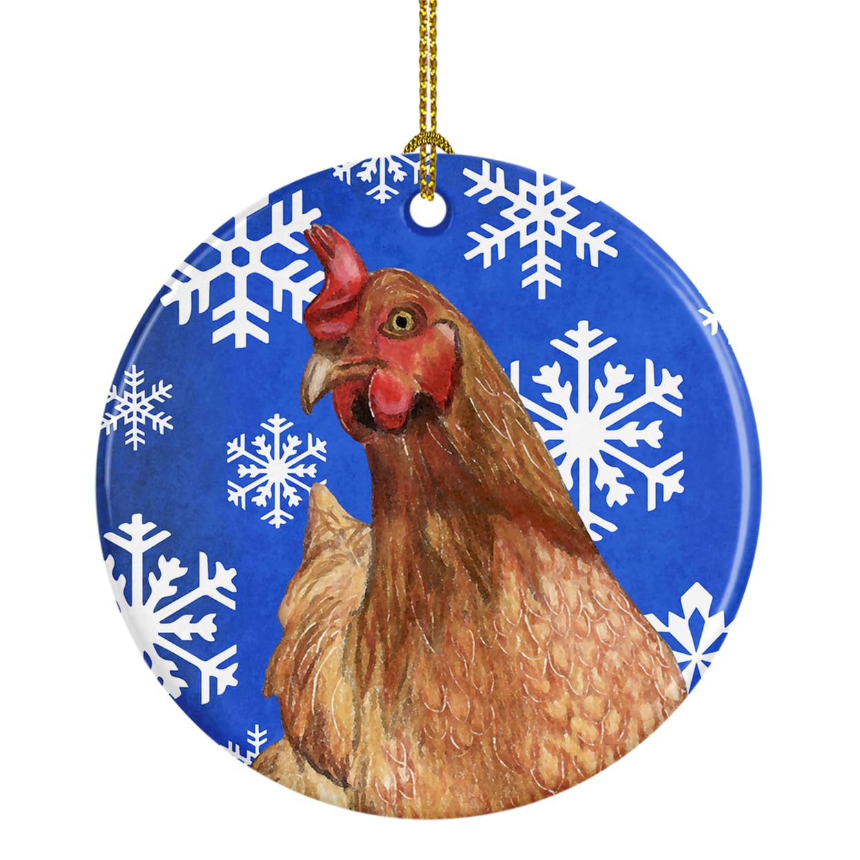 Chicken Winter Snowflakes Holiday Ceramic Ornament SB3151CO1